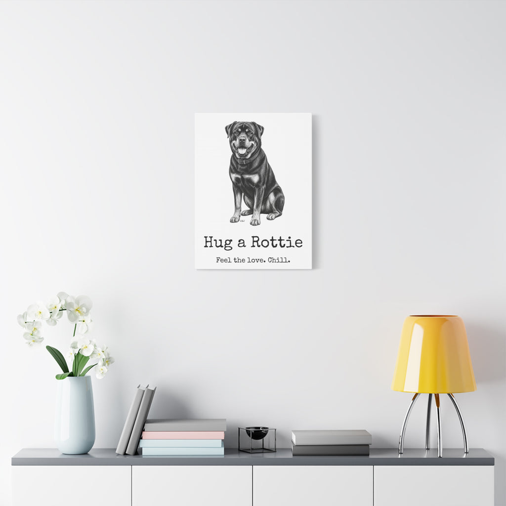 Rottweiler Canvas Wall Art | Hug a Rottie | Charcoal Sketch Print