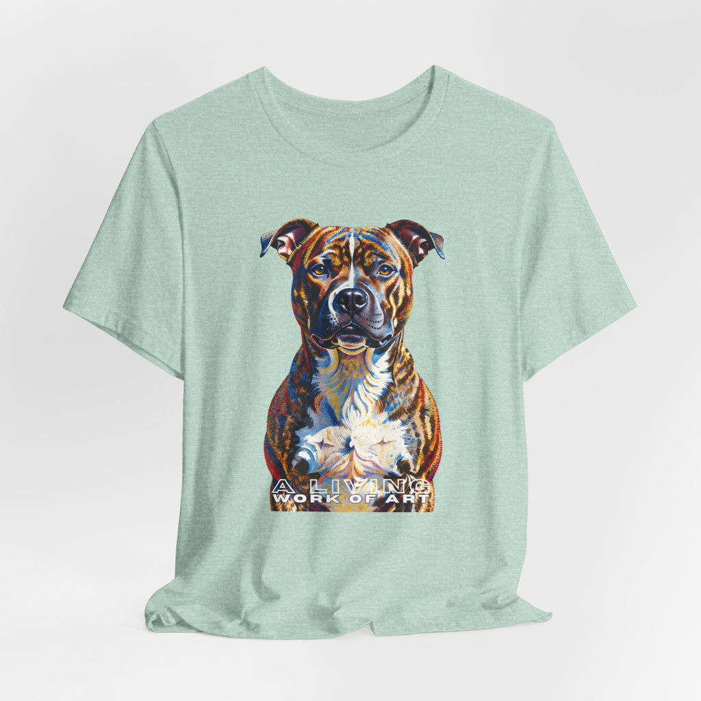 Staffordshire Bull Terrier T Shirt | Living Work of Art Collection | Pointillism Style