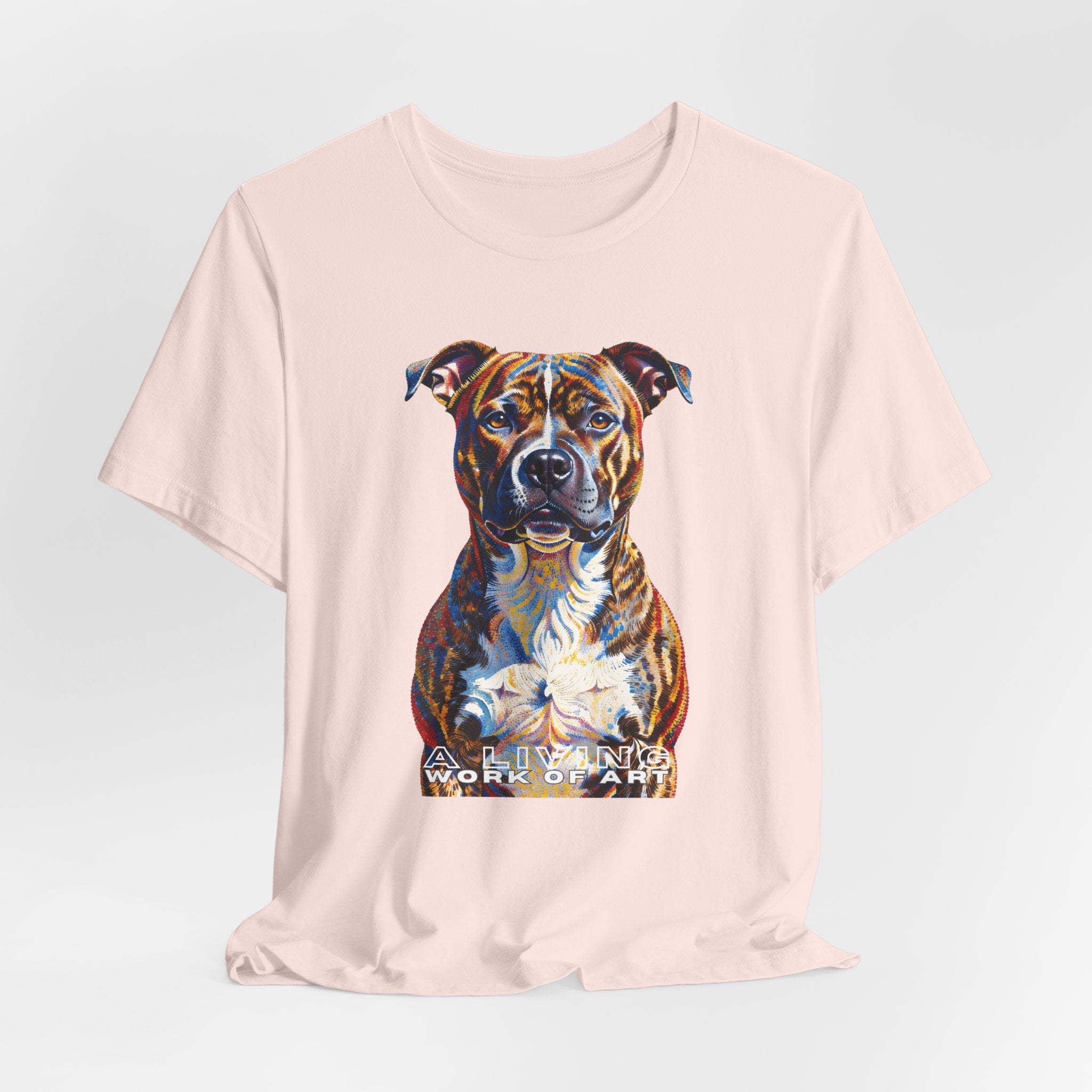 Staffordshire Bull Terrier T Shirt | Living Work of Art Collection | Pointillism Style