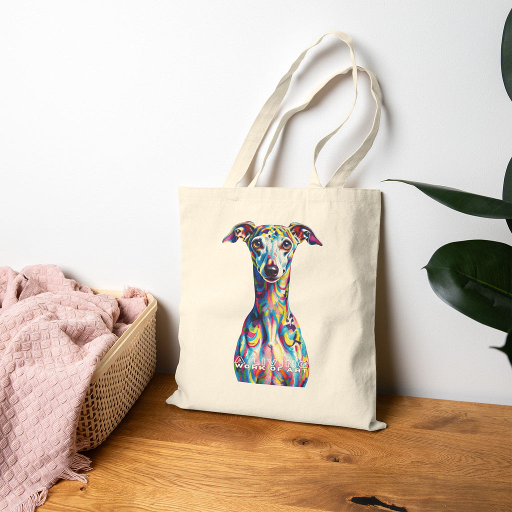 Italian Greyhound Tote Bag | Living Work of Art Collection | Pointillism Style