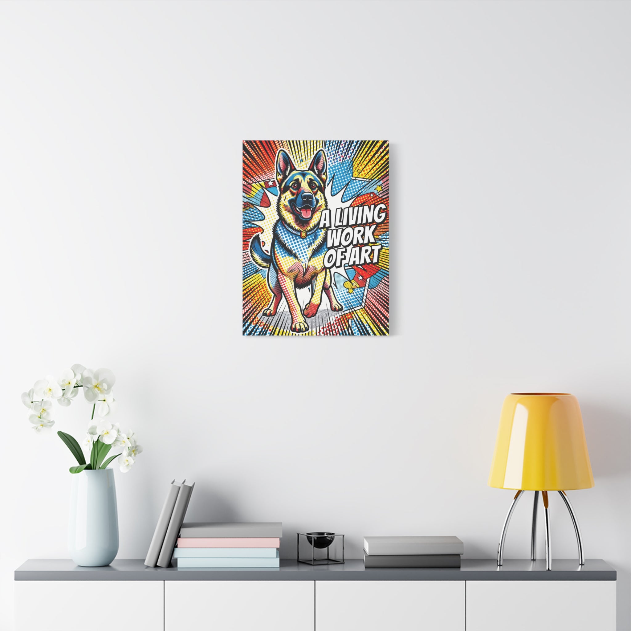 German Shepherd Canvas Wall Art | Living Work of Art Collection | Pop Art Print