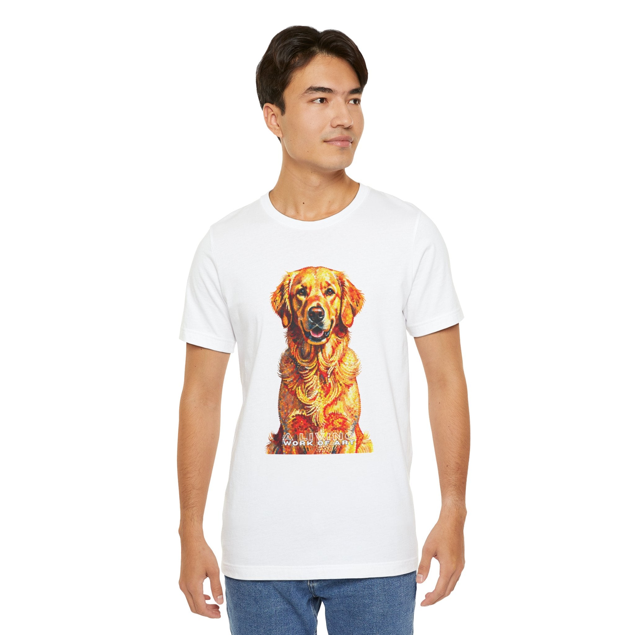 Golden Retriever Pointer T Shirt | Living Work of Art Collection | Pointillism Style