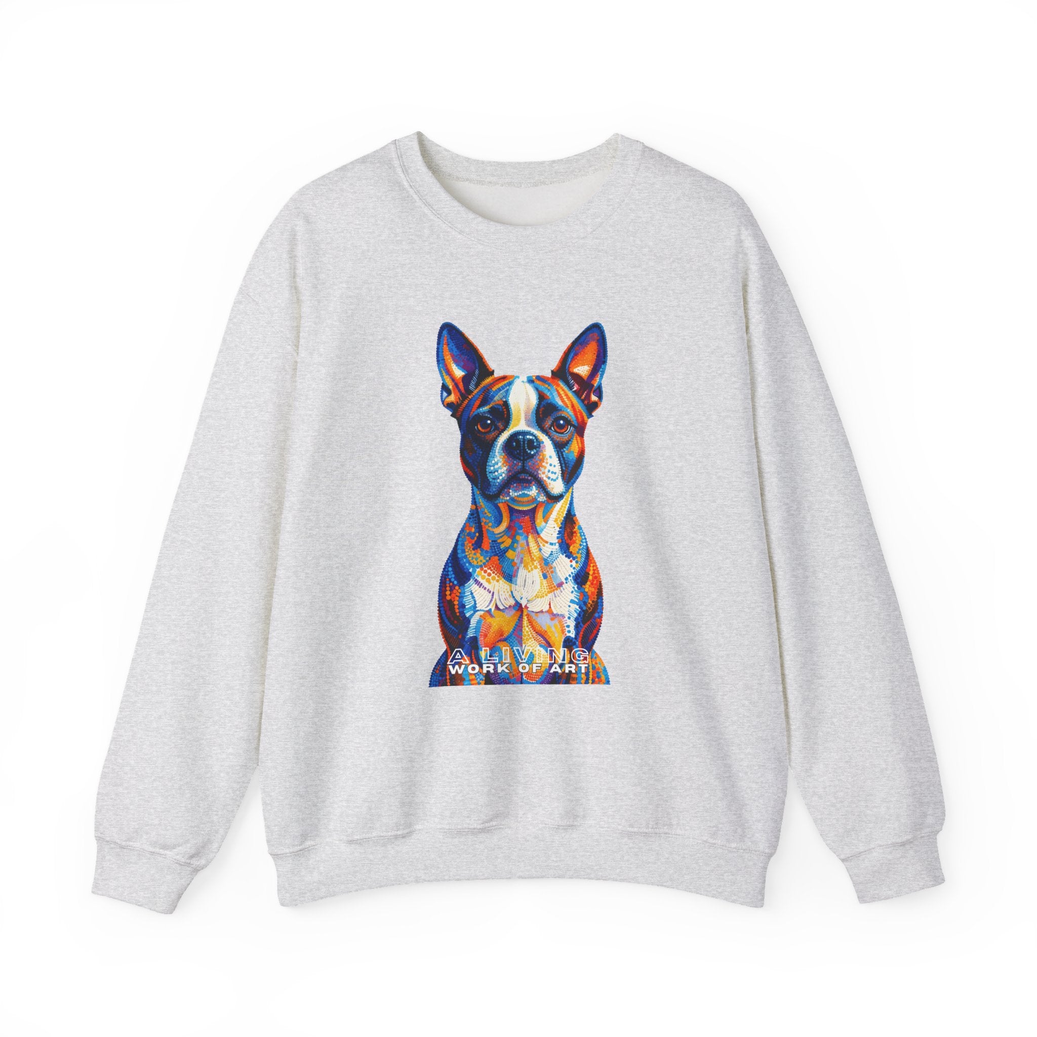 Boston Terrier Sweatshirt | Living Work of Art Collection | Pointillism Style