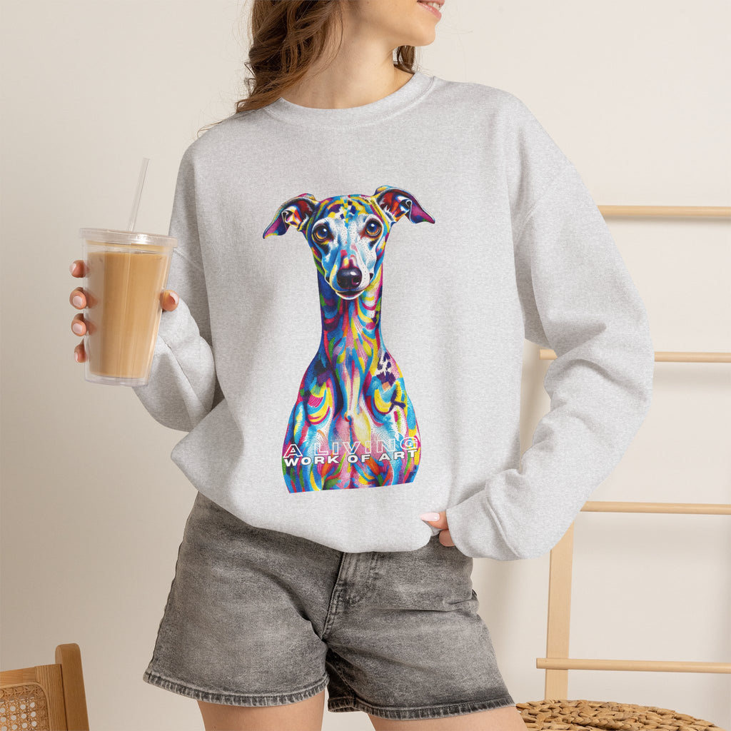 Italian Greyhound Sweatshirt | Living Work of Art Collection | Pointillism Style