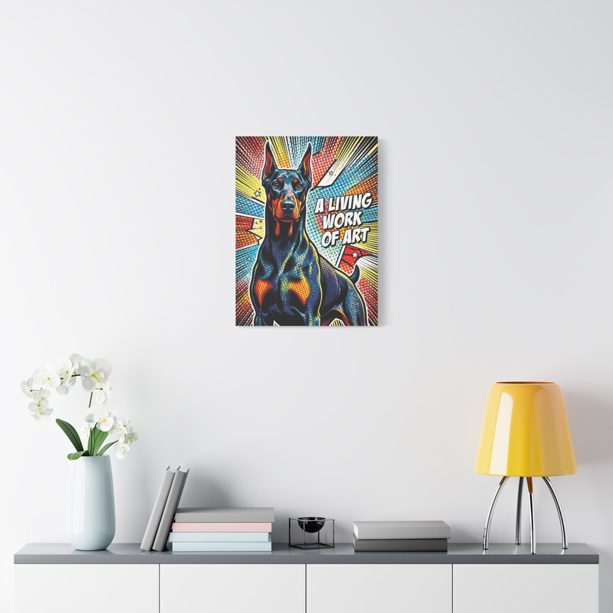Doberman Pinscher Canvas Wall Art | Living Work of Art Collection | Pop Art Print