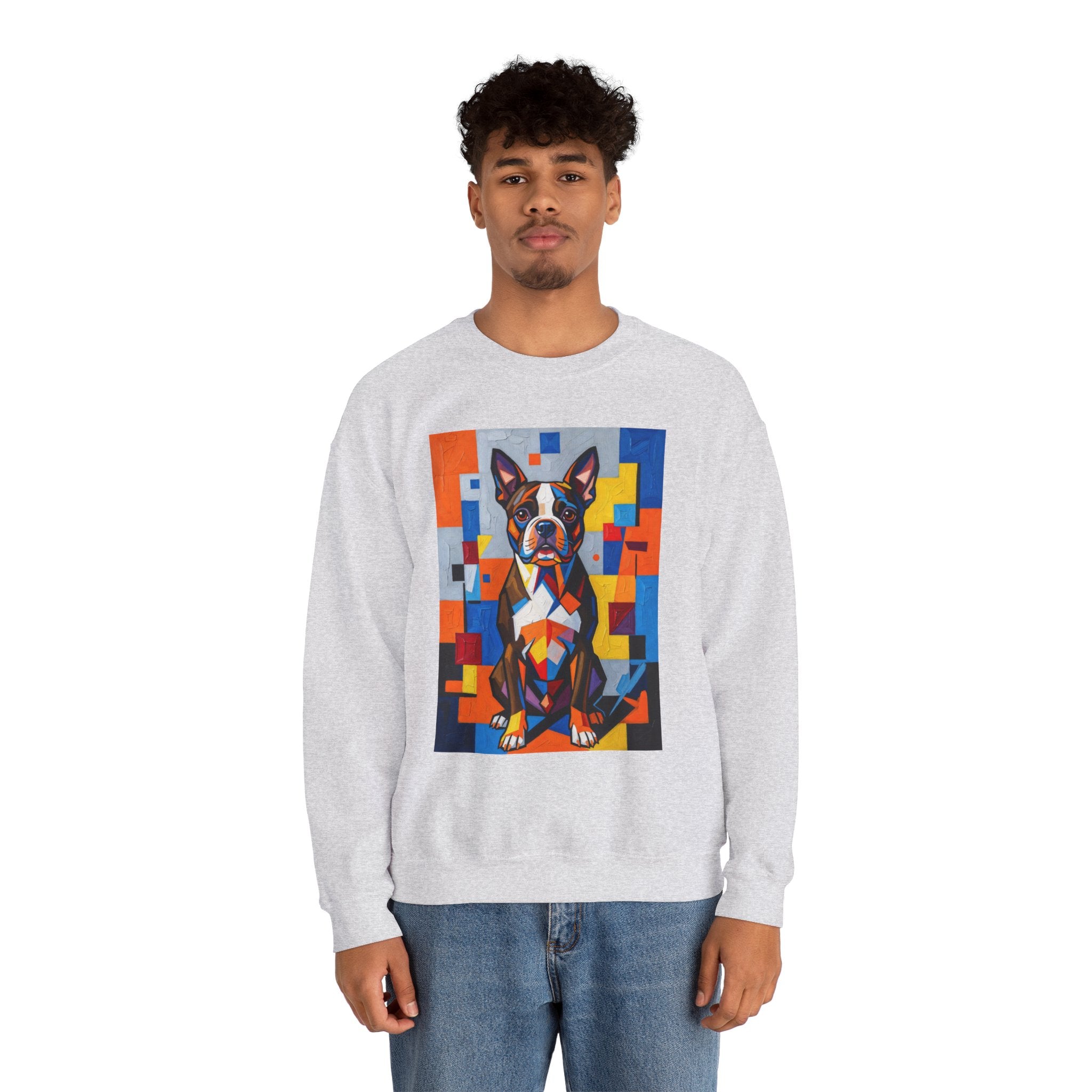 Boston Terrier Sweatshirt | Living Work of Art Collection | Cubist Style