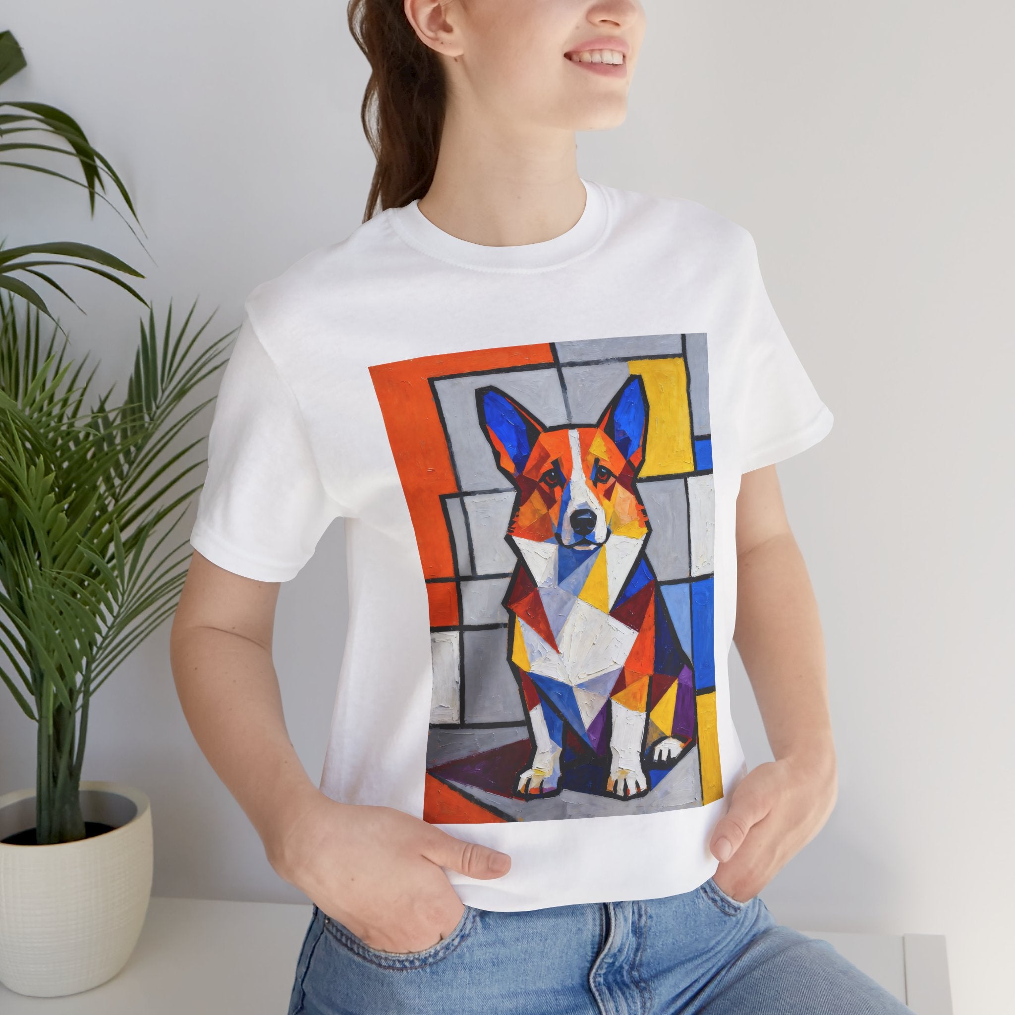 Corgi T Shirt | Living Work of Art Collection | Cubist Style