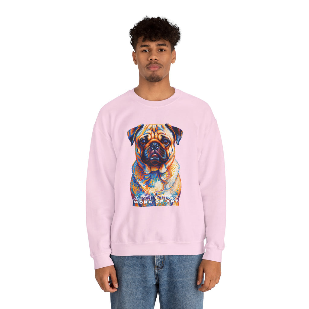 Pug Sweatshirt | Living Work of Art Collection | Pointillism Style