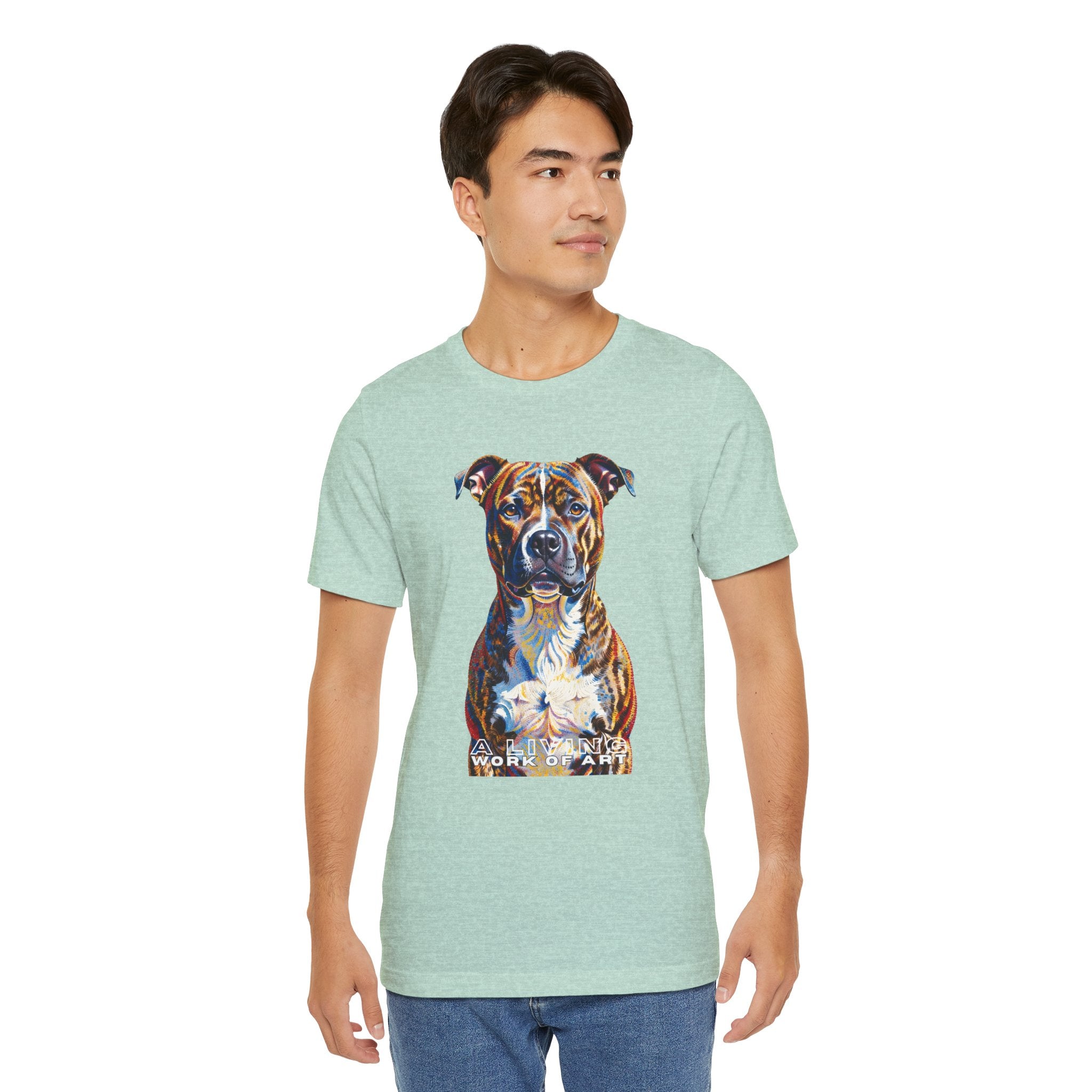 Staffordshire Bull Terrier T Shirt | Living Work of Art Collection | Pointillism Style
