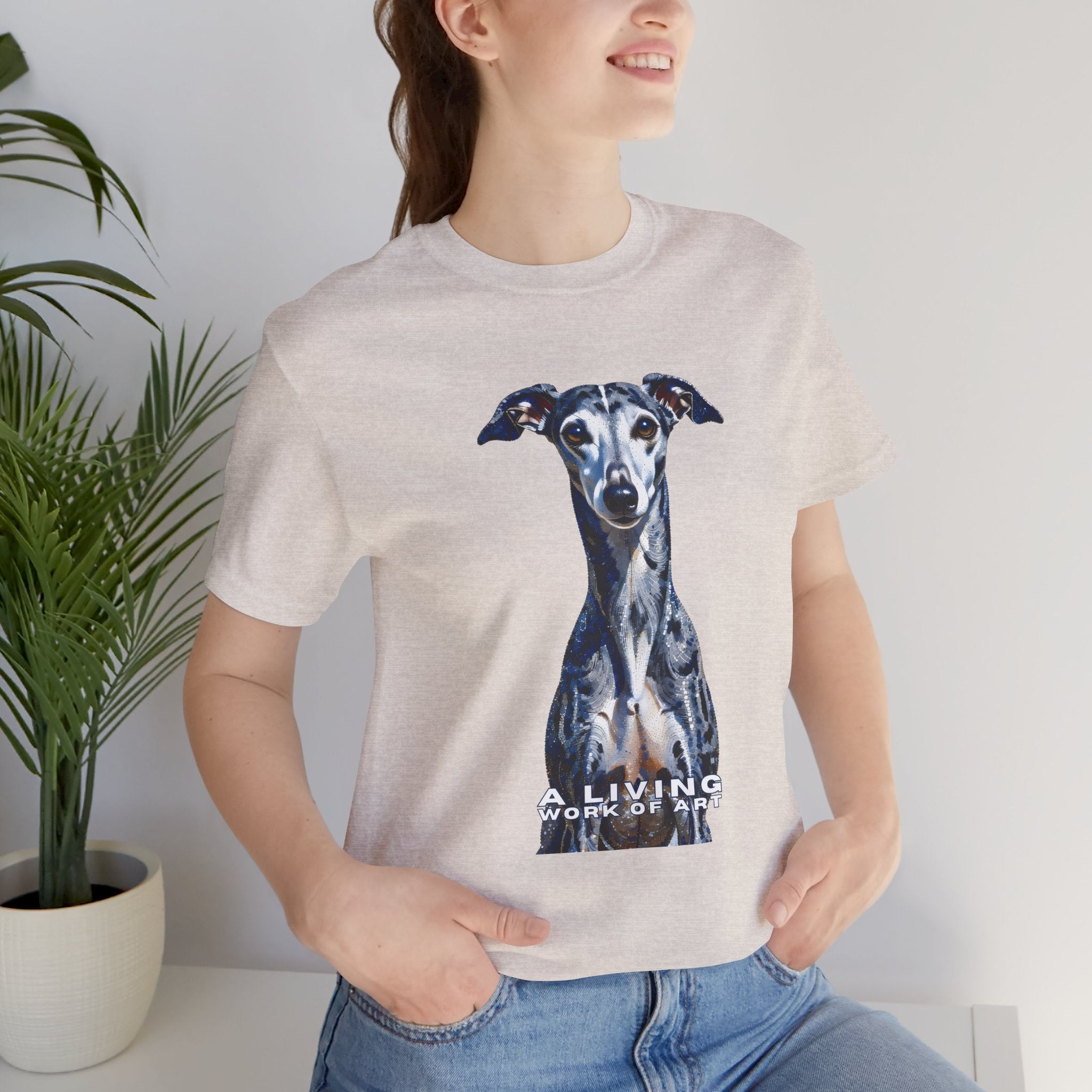Whippet T Shirt | Living Work of Art Collection | Pointillism Style