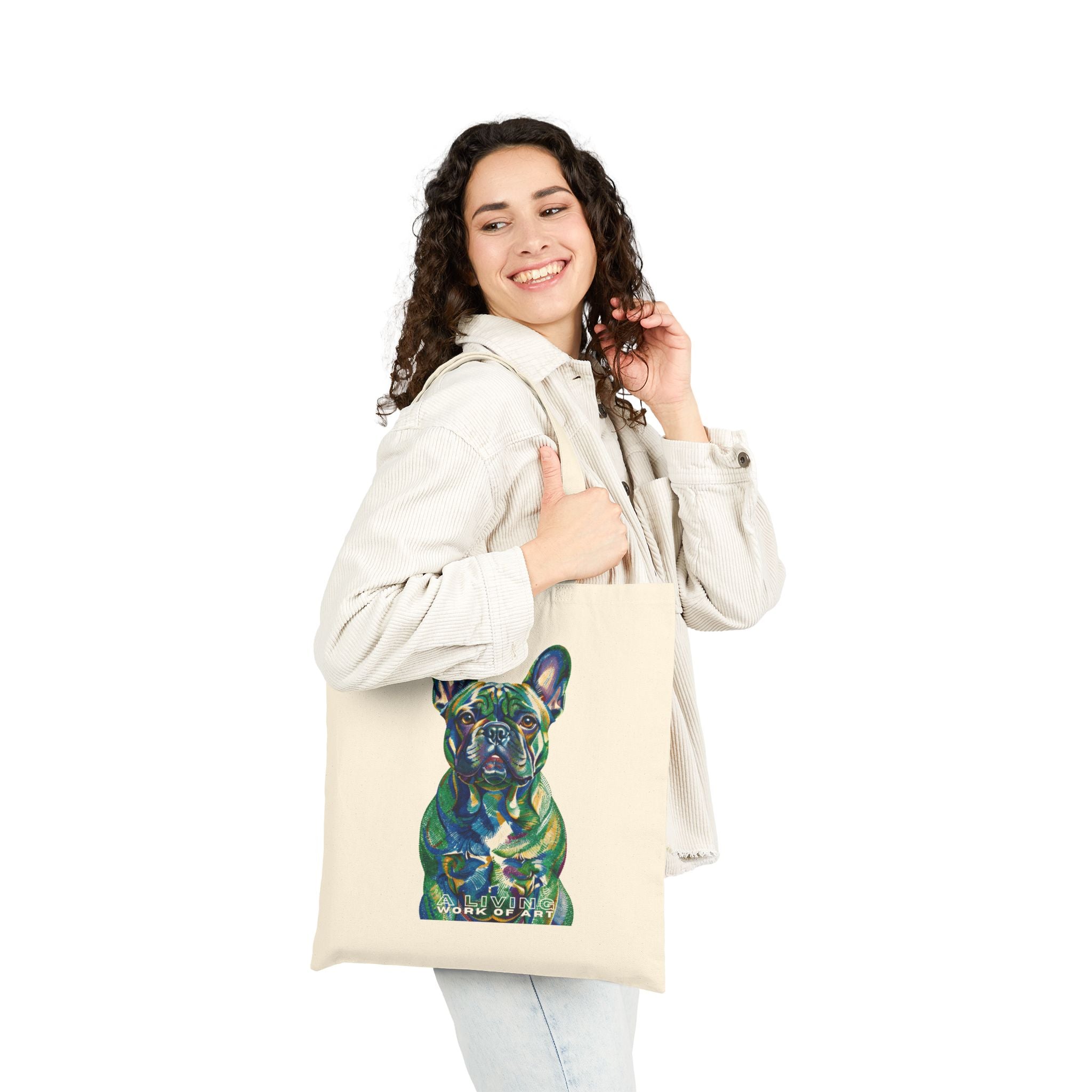 French Bulldog Tote Bag | Living Work of Art Collection | Pointillism Style