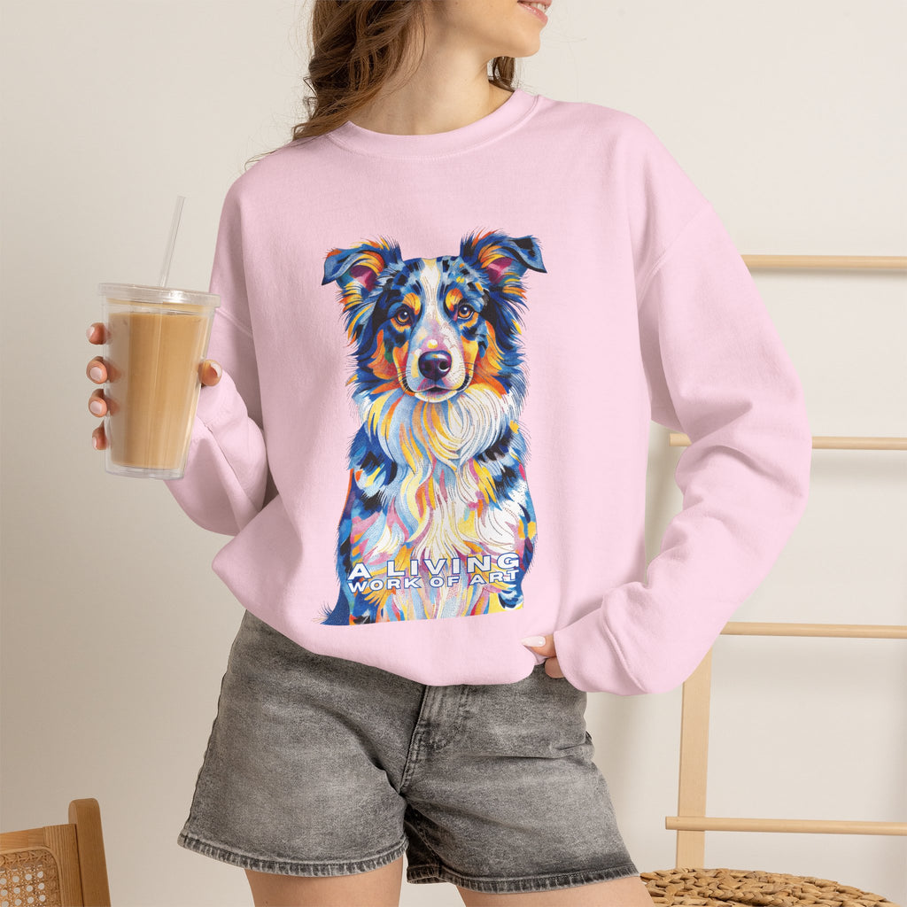 Australian Shepherd Sweatshirt | Living Work of Art Collection | Pointillism Style