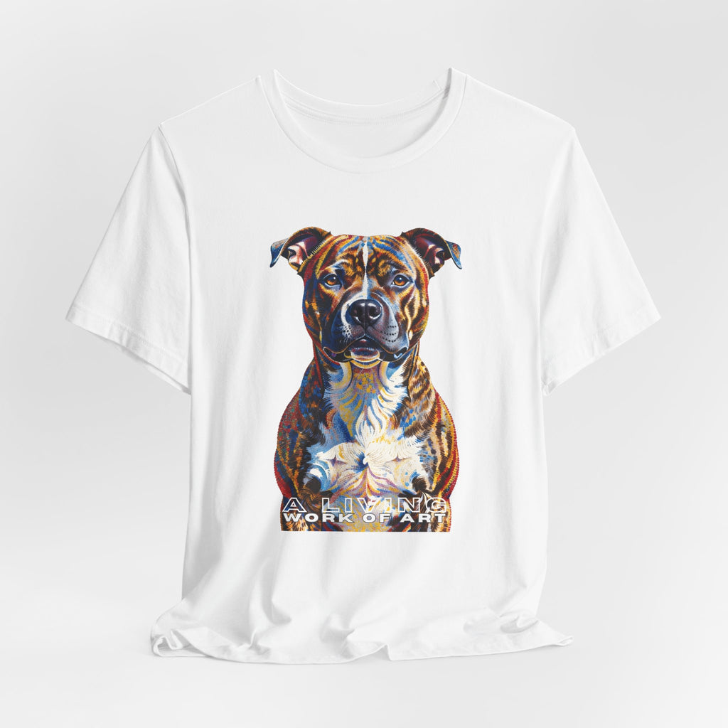 Staffordshire Bull Terrier T Shirt | Living Work of Art Collection | Pointillism Style