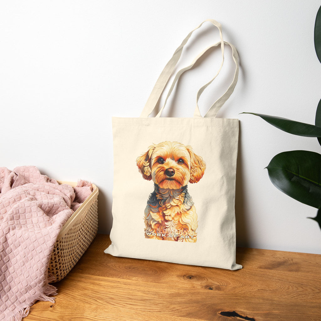 Yorkipoo Tote Bag | Living Work of Art Collection | Pointillism Style