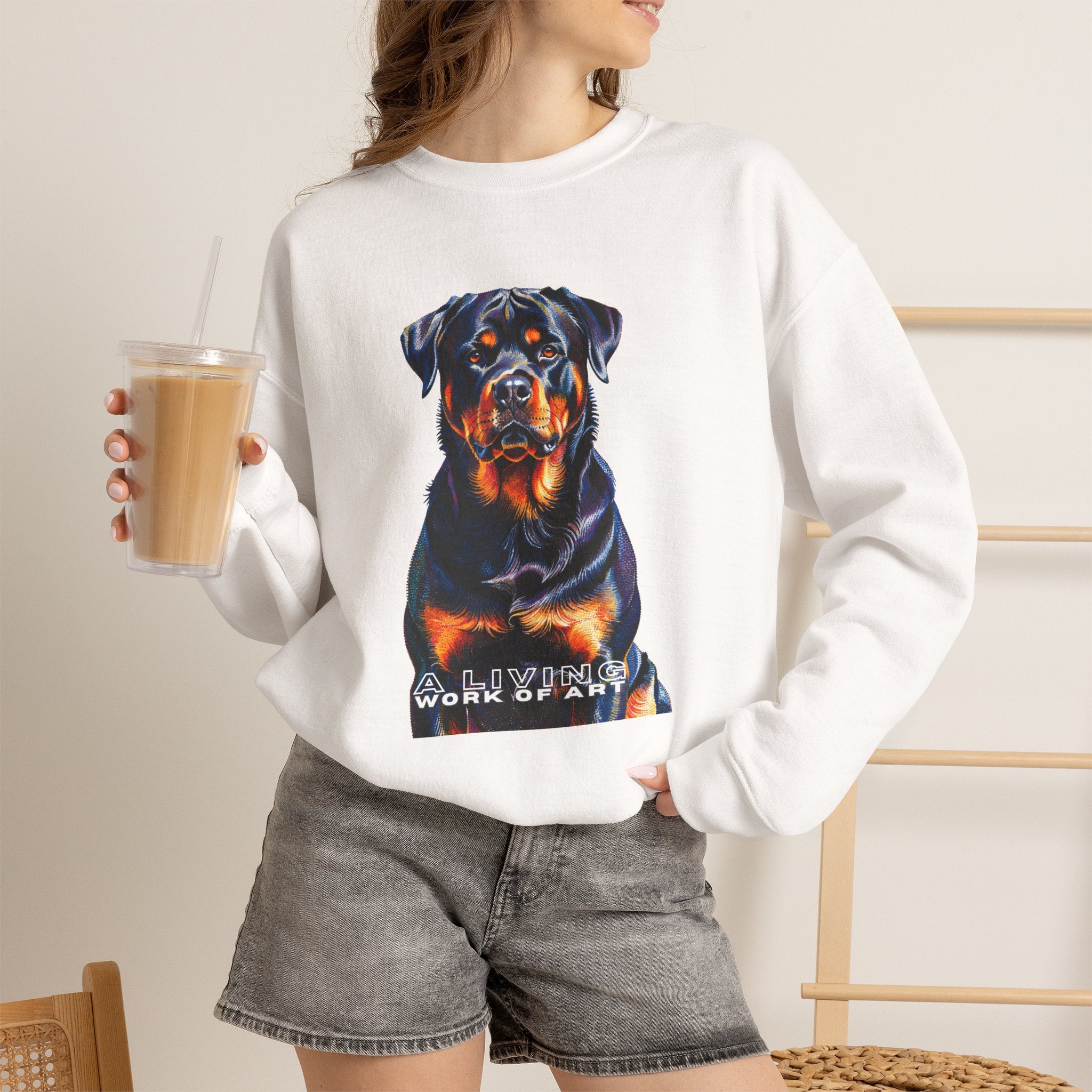 Rottweiler Sweatshirt | Living Work of Art Collection | Pointillism Style