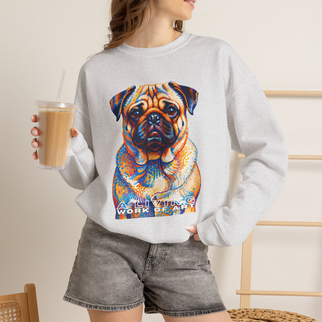 Pug Sweatshirt | Living Work of Art Collection | Pointillism Style