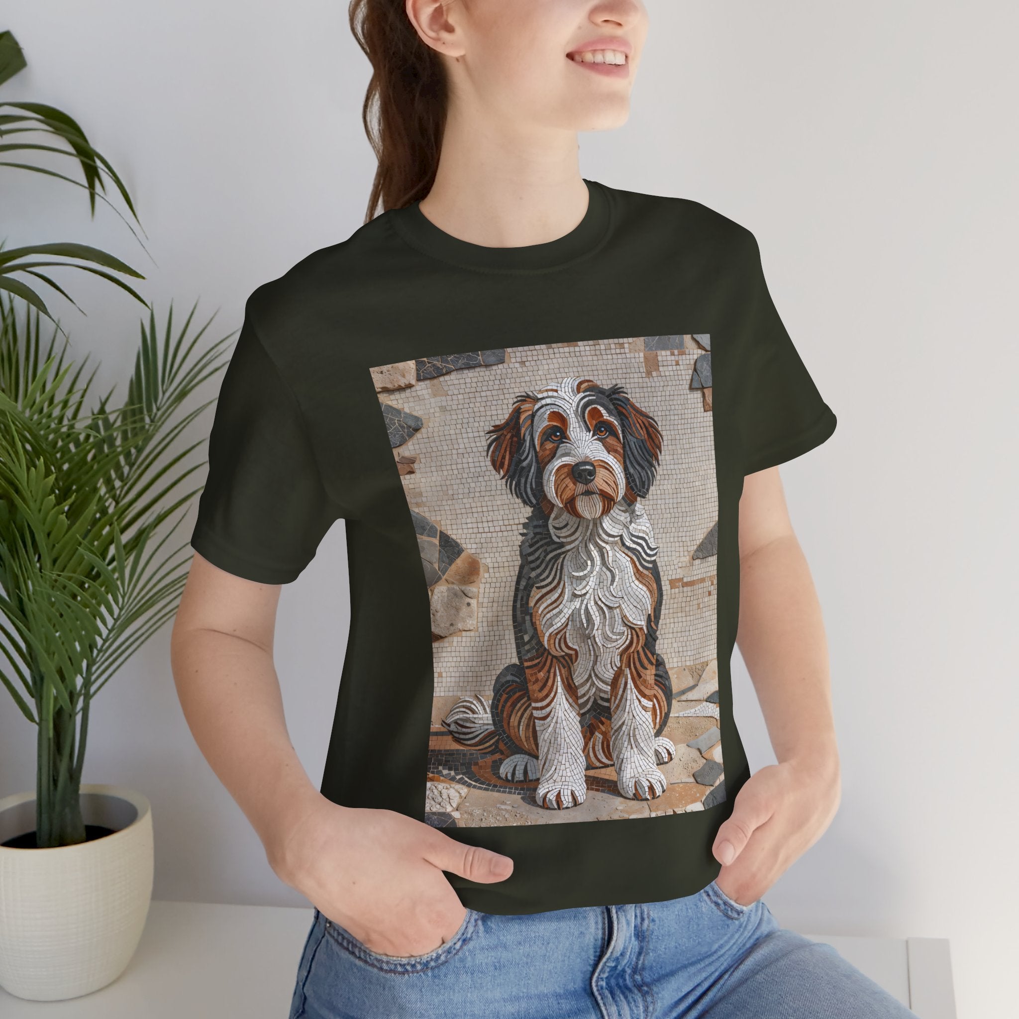 Bernedoodle T Shirt | Living Work of Art Collection | Mosaic Style