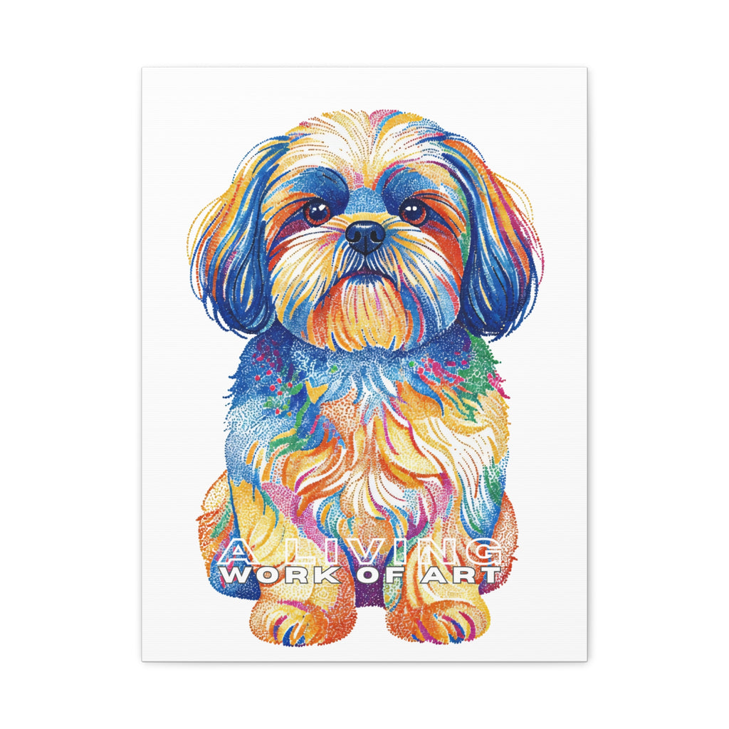 Shih Tzu Canvas Wall Art | Living Work of Art Collection | Pointillism Style Print