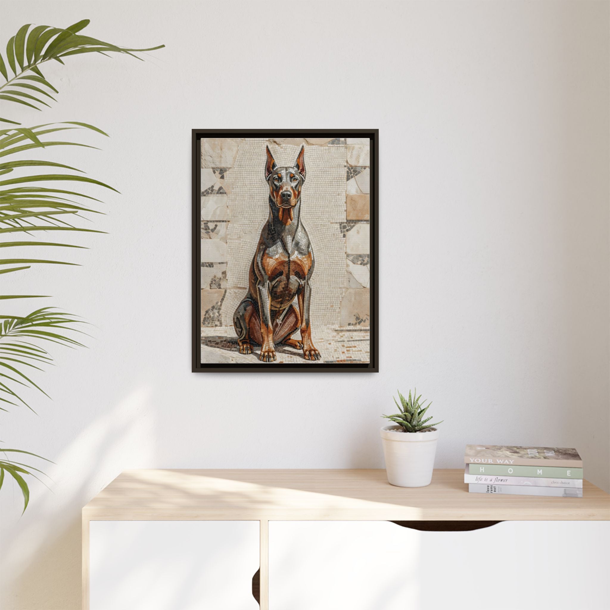 Doberman Pinscher Canvas Wall Art | Living Work of Art Collection | Mosaic Style Print