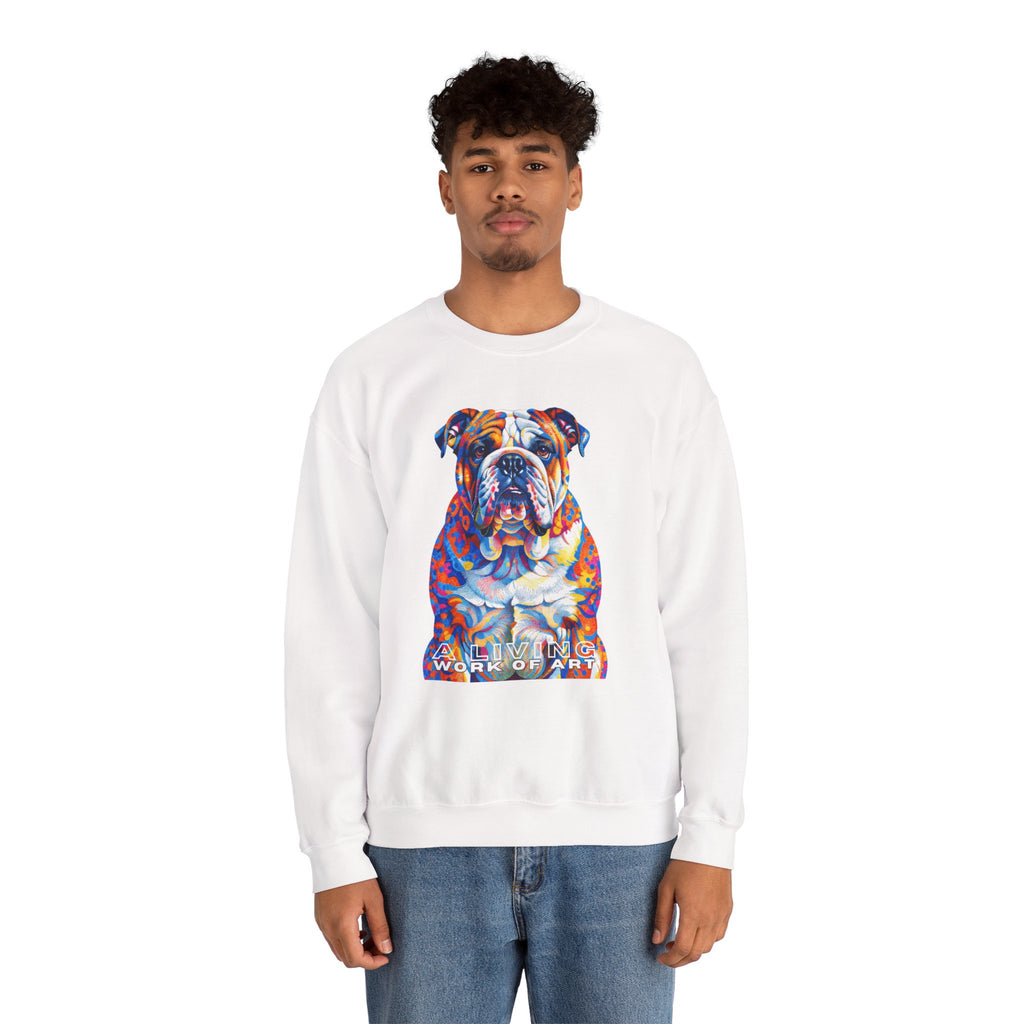 Bulldog Sweatshirt | Living Work of Art Collection | Pointillism Style