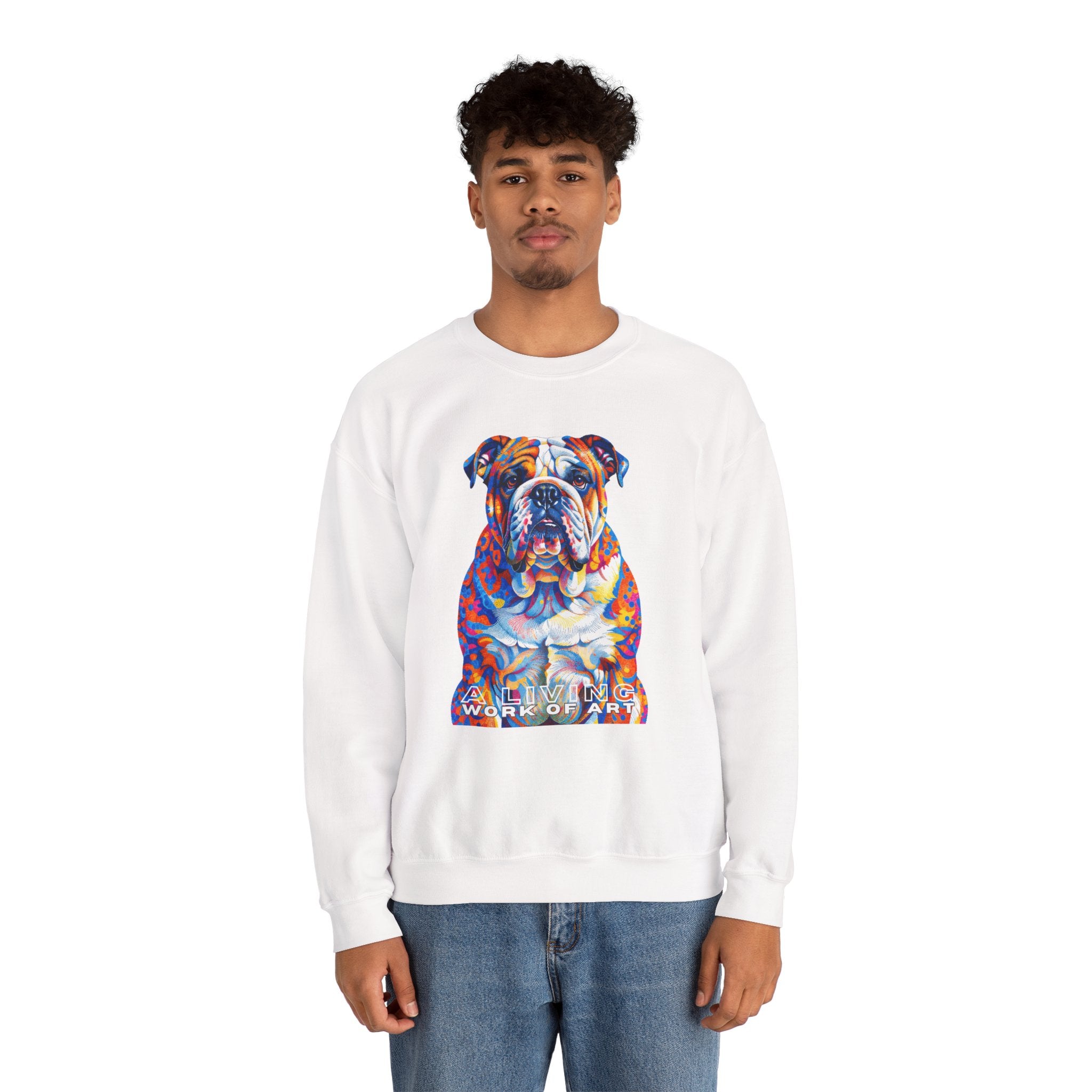 Bulldog Sweatshirt | Living Work of Art Collection | Pointillism Style