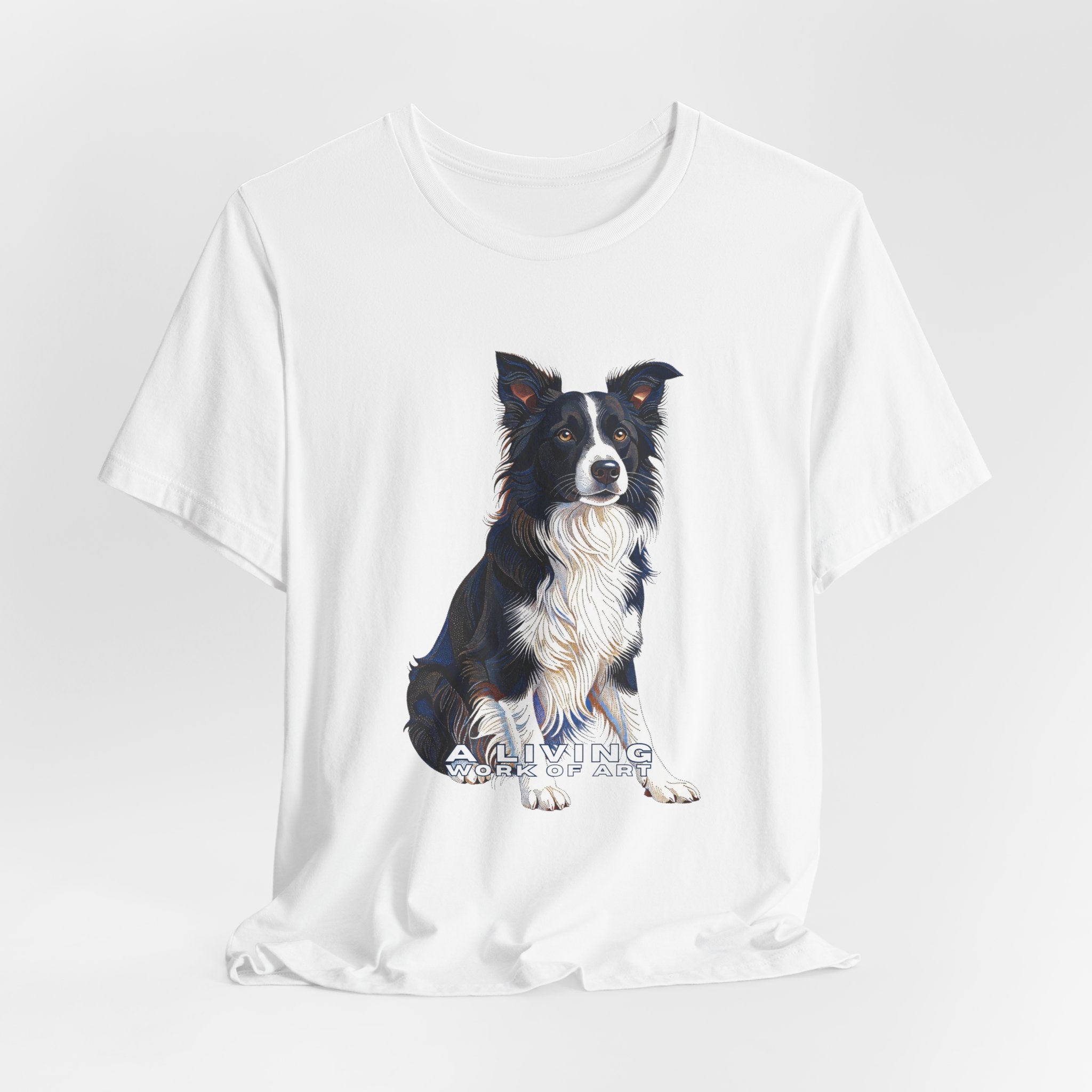 Border Collie T Shirt | Living Work of Art Collection | Pointillism Style