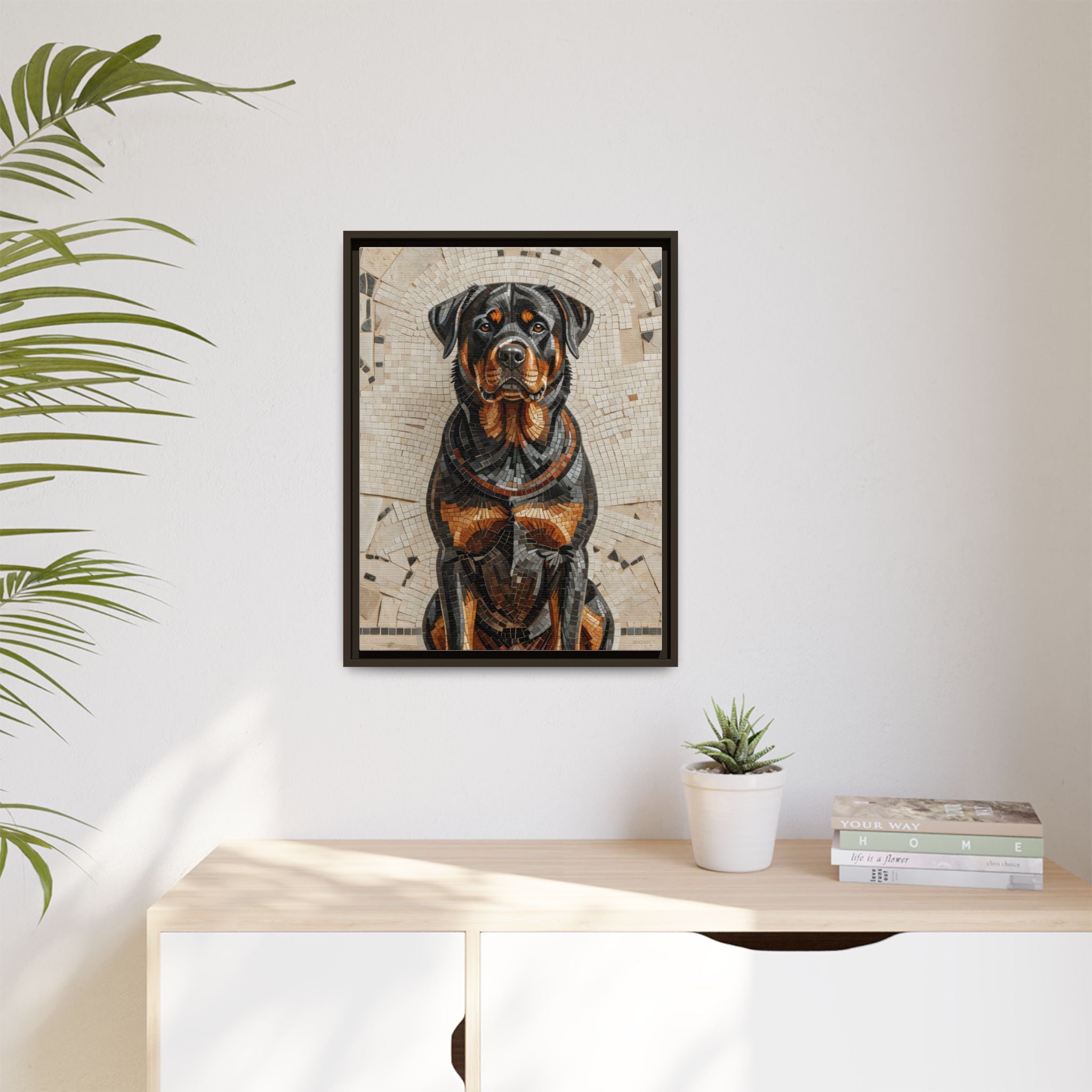 Rottweiler Canvas Wall Art | Living Work of Art Collection | Mosaic Style Print