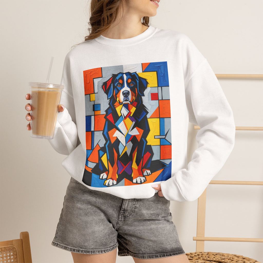 Bernese Mountain Dog Sweatshirt | Living Work of Art Collection | Cubist Style