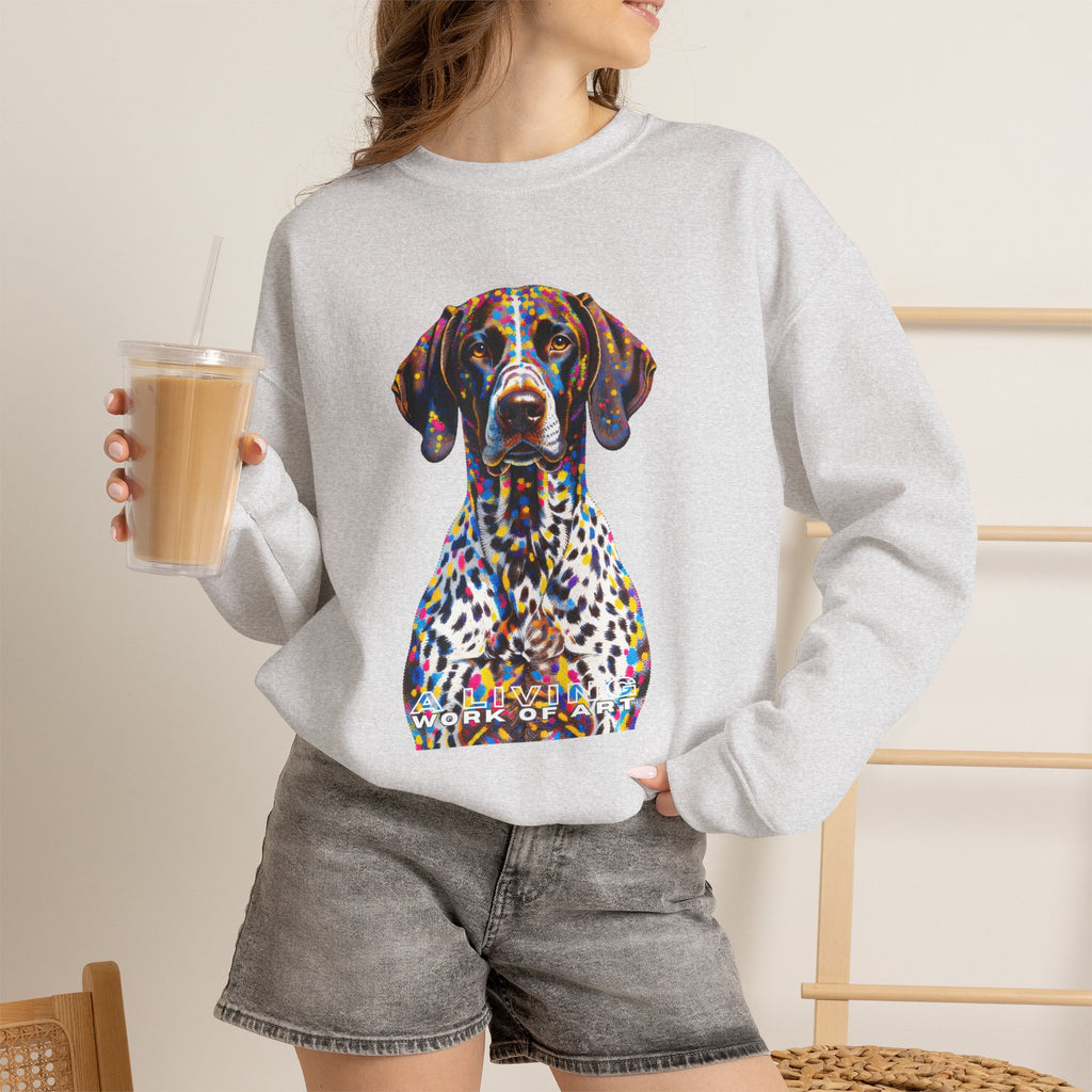 German Shorthaired Pointer Sweatshirt | Living Work of Art Collection | Pointillism Style