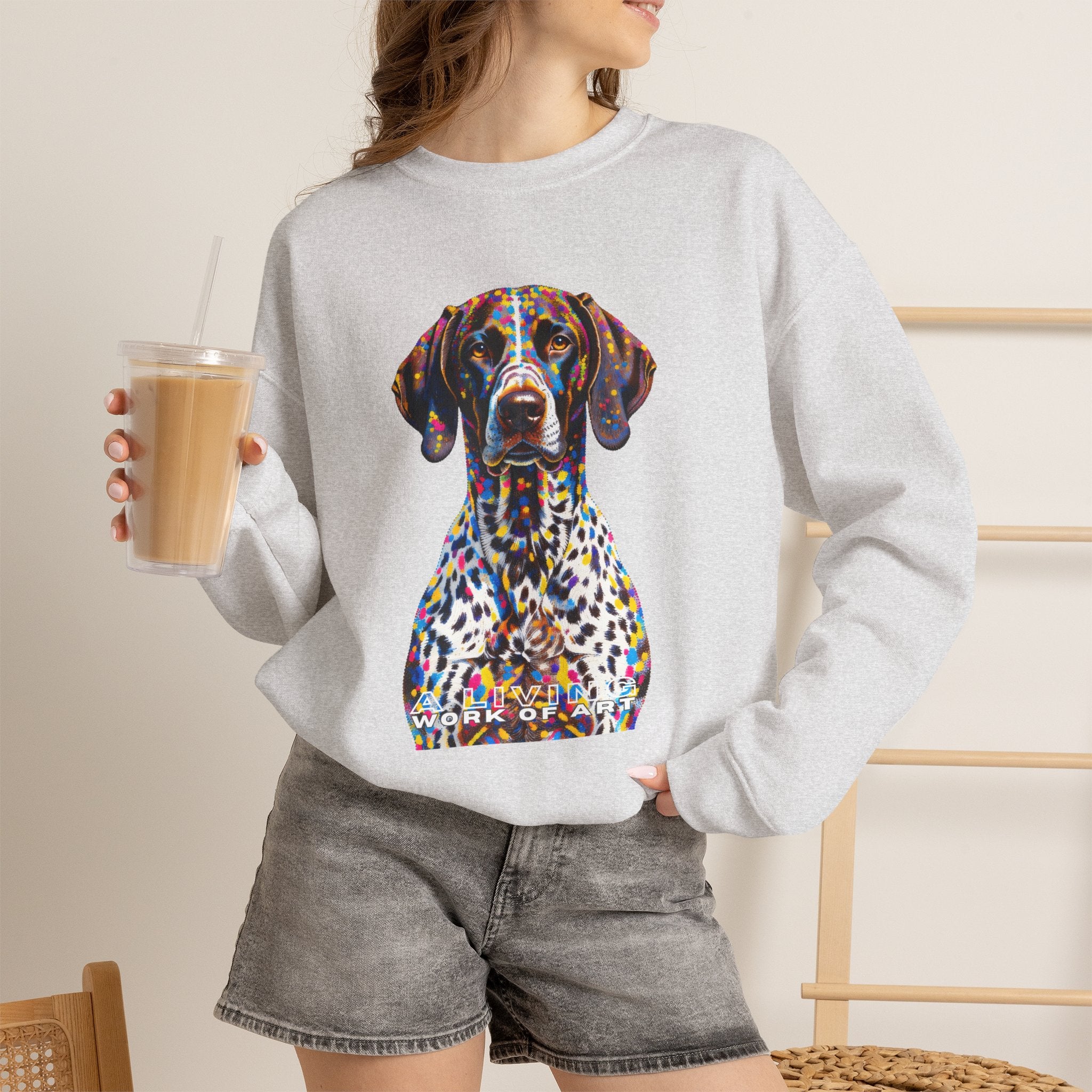 German Shorthaired Pointer Sweatshirt | Living Work of Art Collection | Pointillism Style