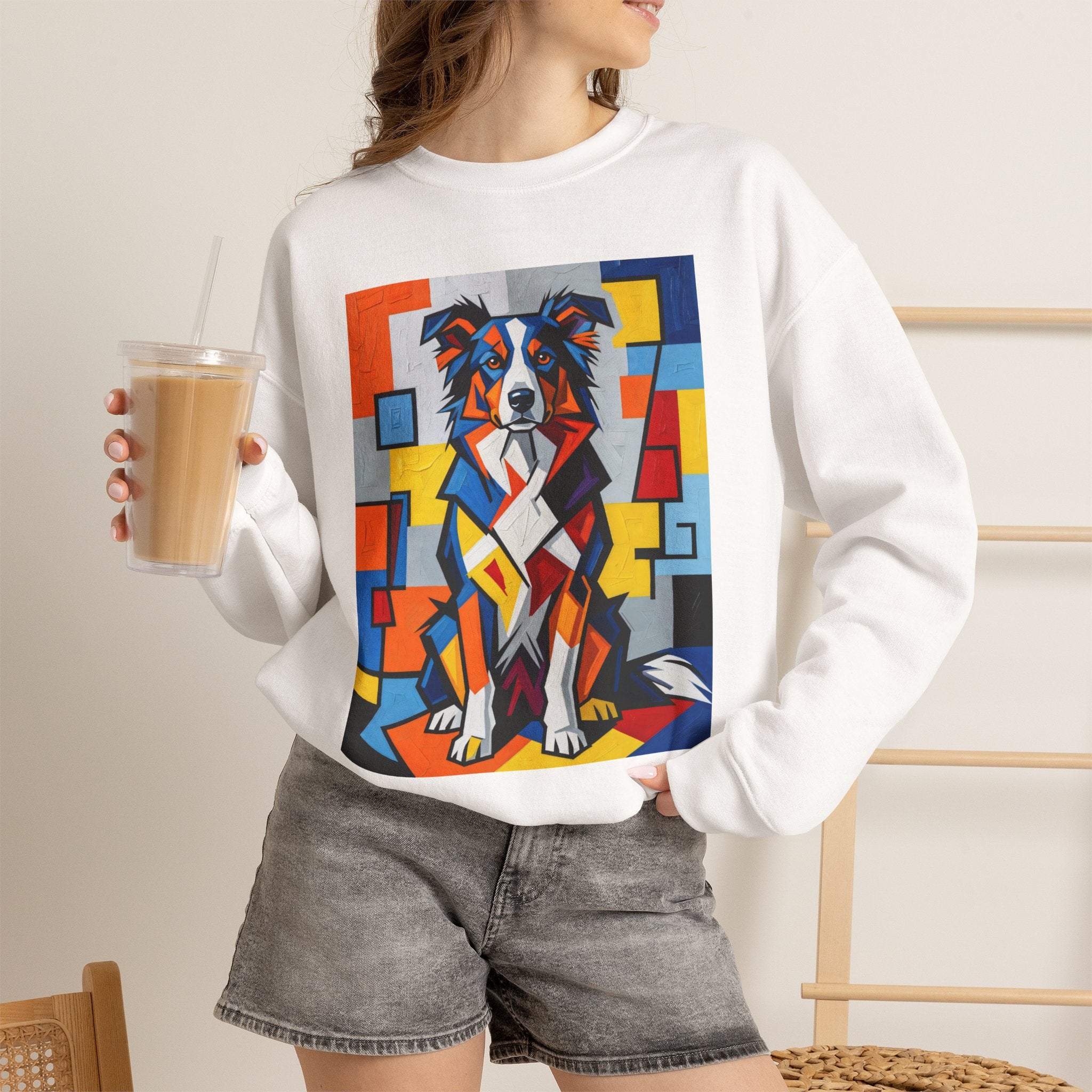 Border Collie Sweatshirt | Living Work of Art Collection | Cubist Style