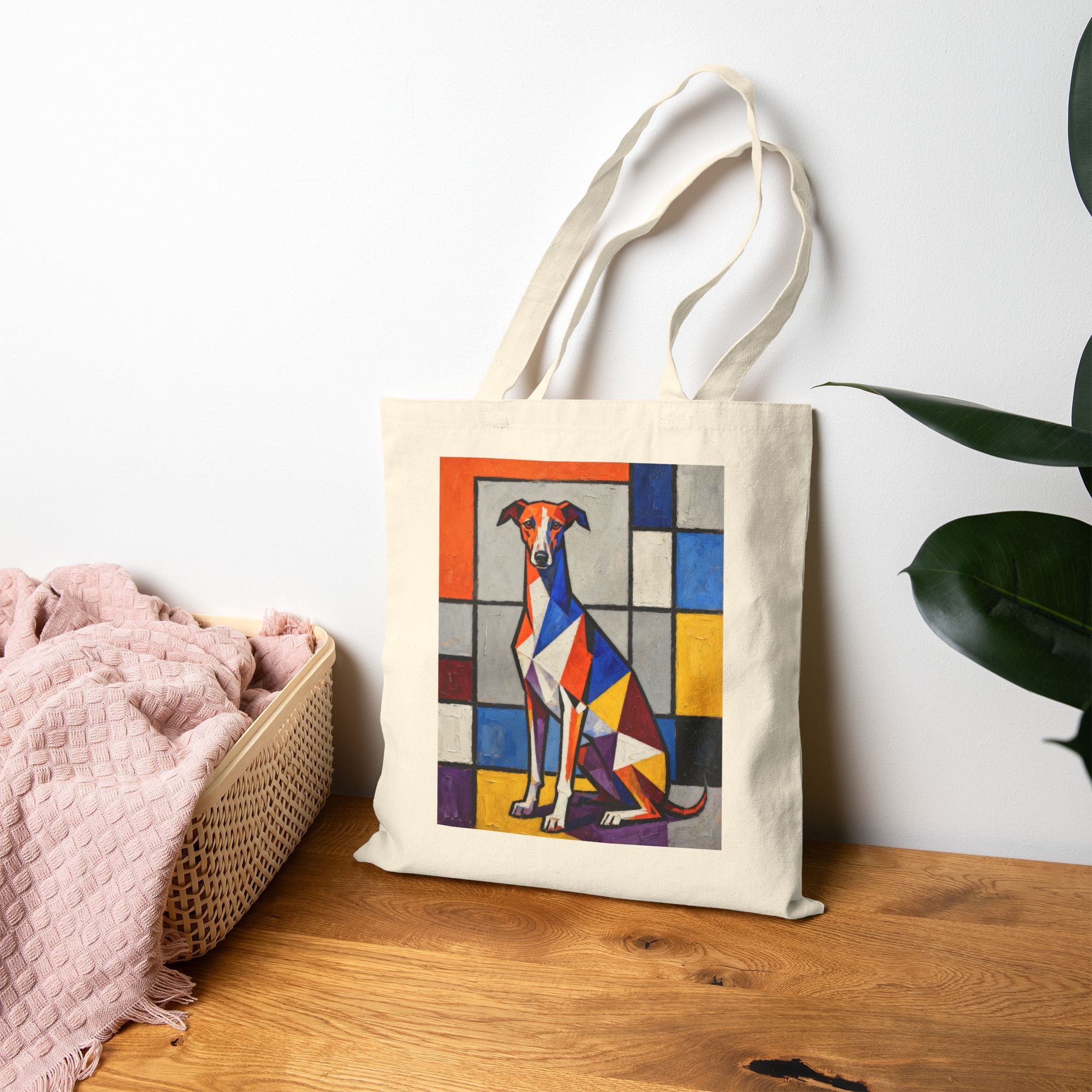 Whippet Tote Bag | Living Work of Art Collection | Cubist Style