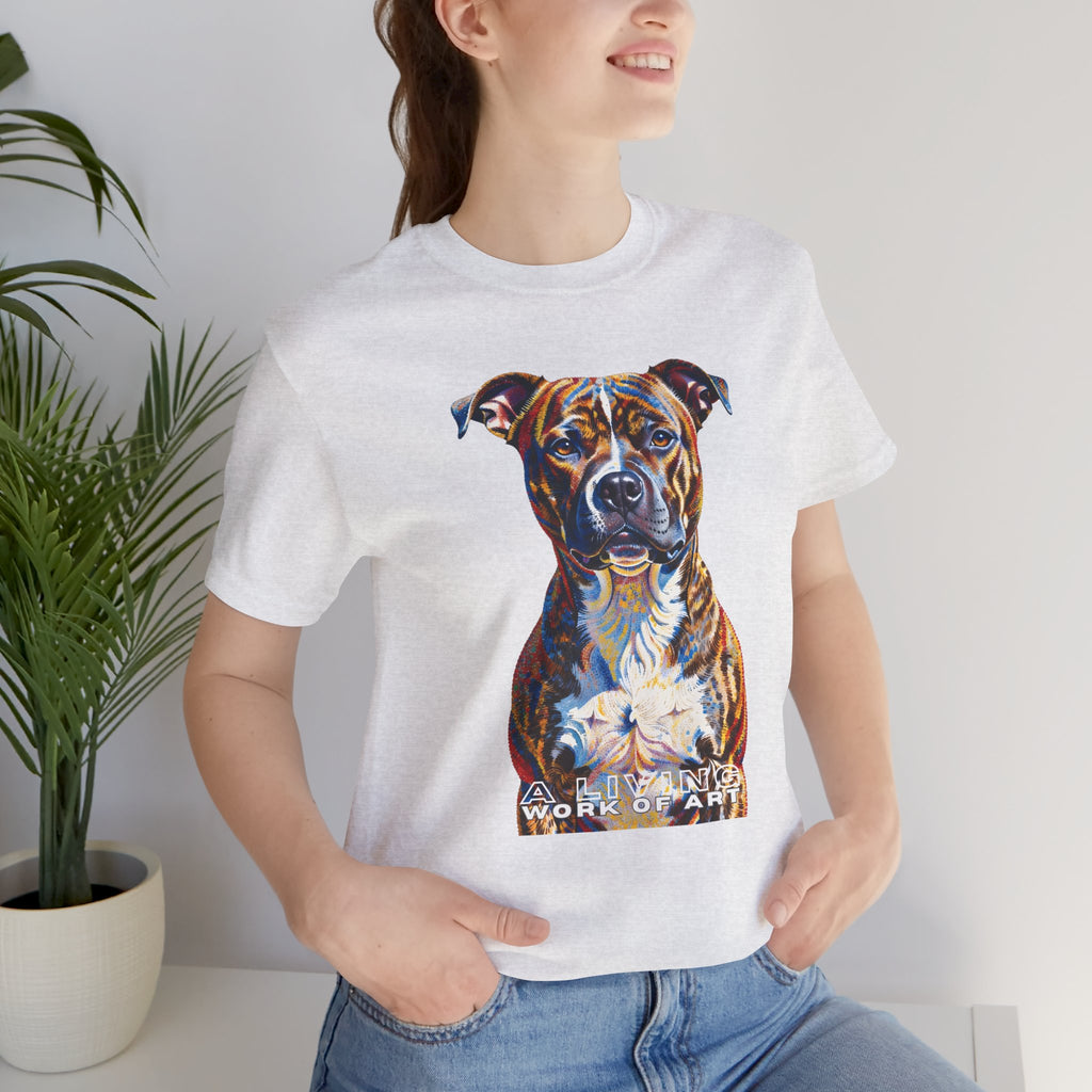 Staffordshire Bull Terrier T Shirt | Living Work of Art Collection | Pointillism Style