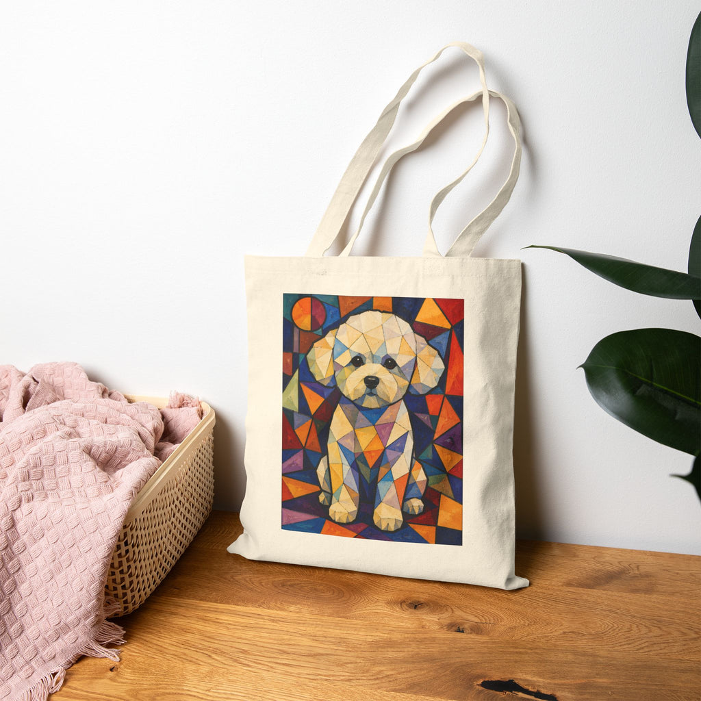 Bichon Frise Tote Bag | Living Work of Art Collection | Cubist Style