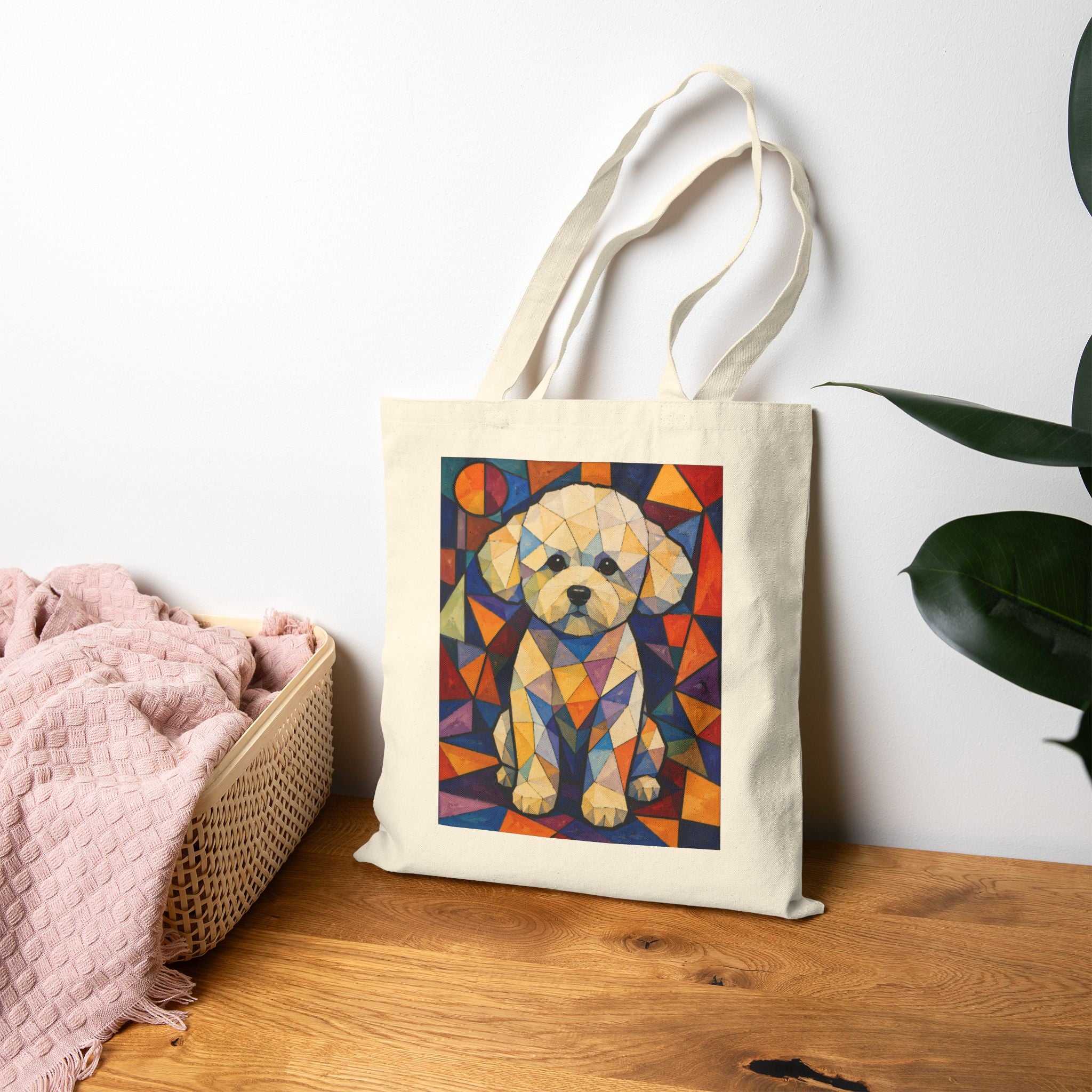 Bichon Frise Tote Bag | Living Work of Art Collection | Cubist Style
