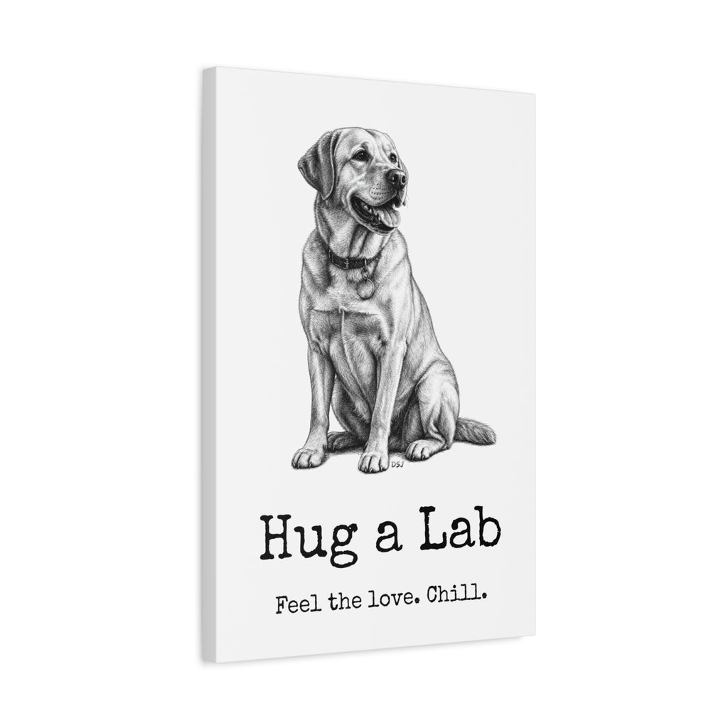 Labrador Retriever Canvas Wall Art | Hug a Lab | Charcoal Sketch Print