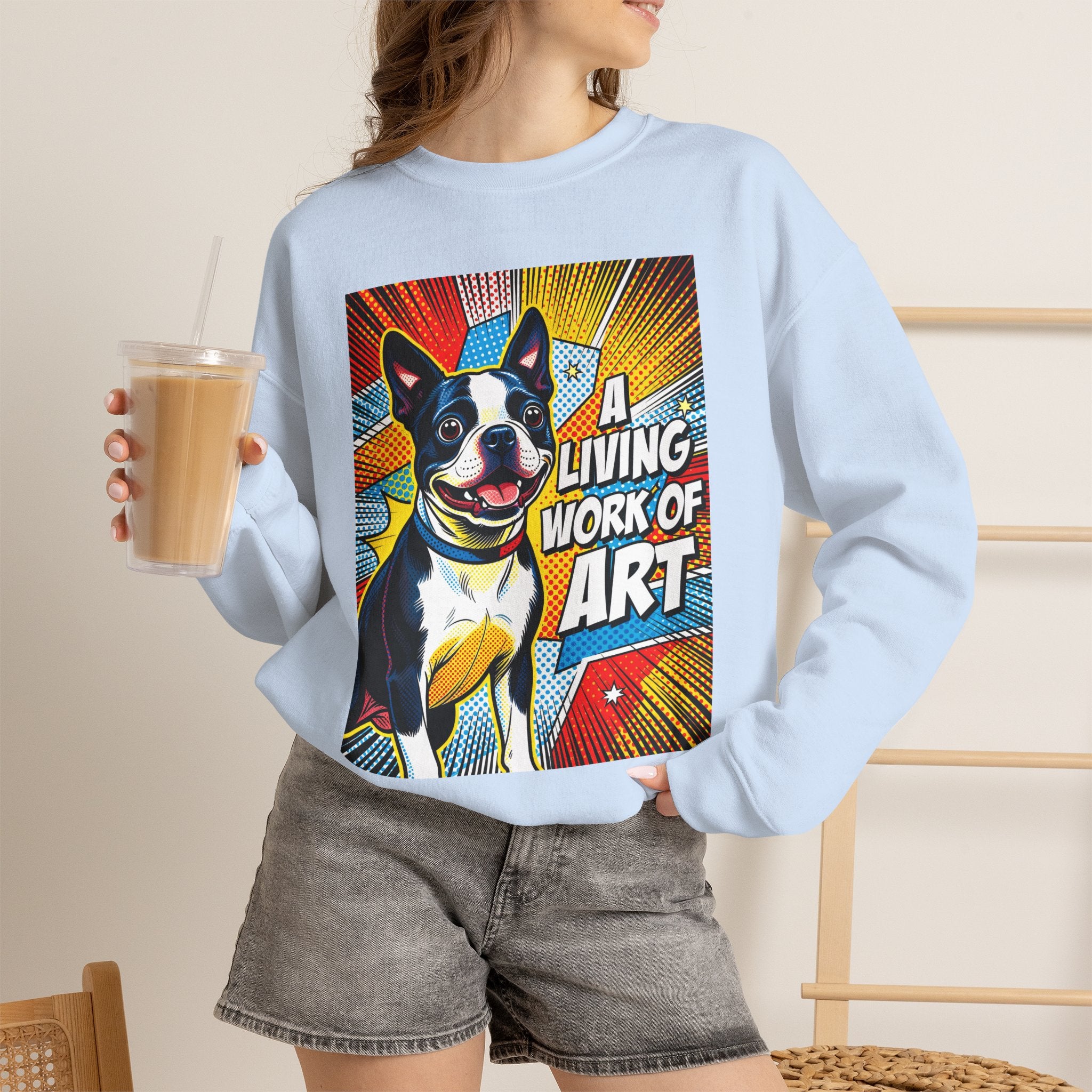Boston Terrier Sweatshirt | Living Work of Art Collection | Pop Art