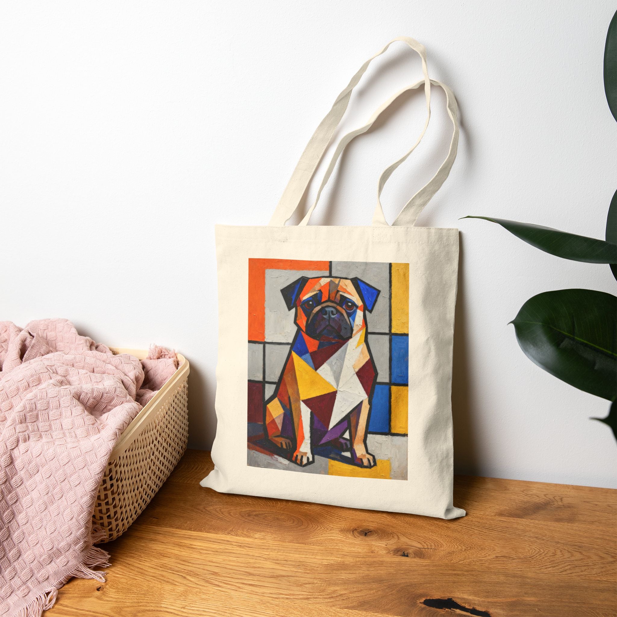 Pug Tote Bag | Living Work of Art Collection | Cubist Style