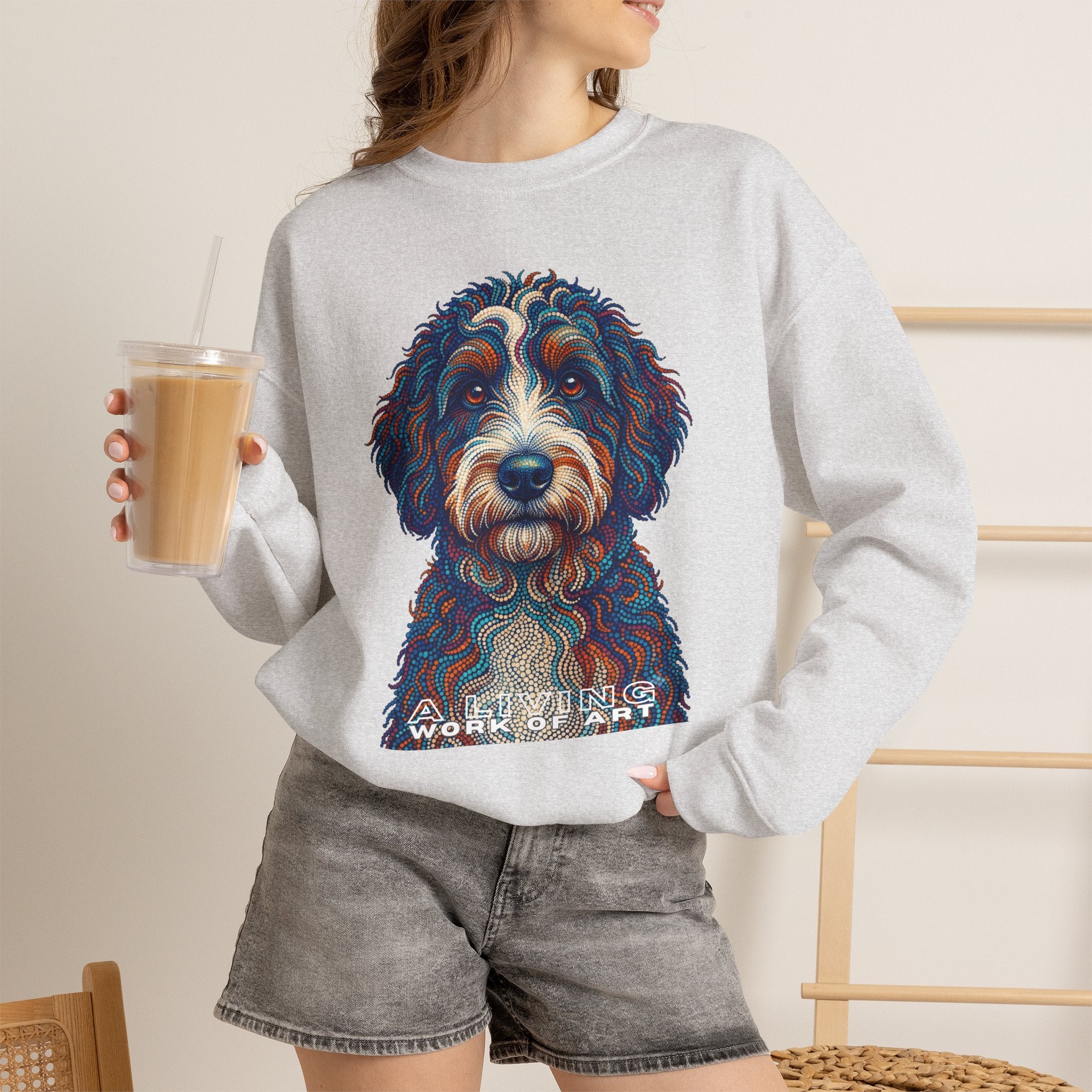 Bernedoodle Sweatshirt | Living Work of Art Collection | Pointillism Style