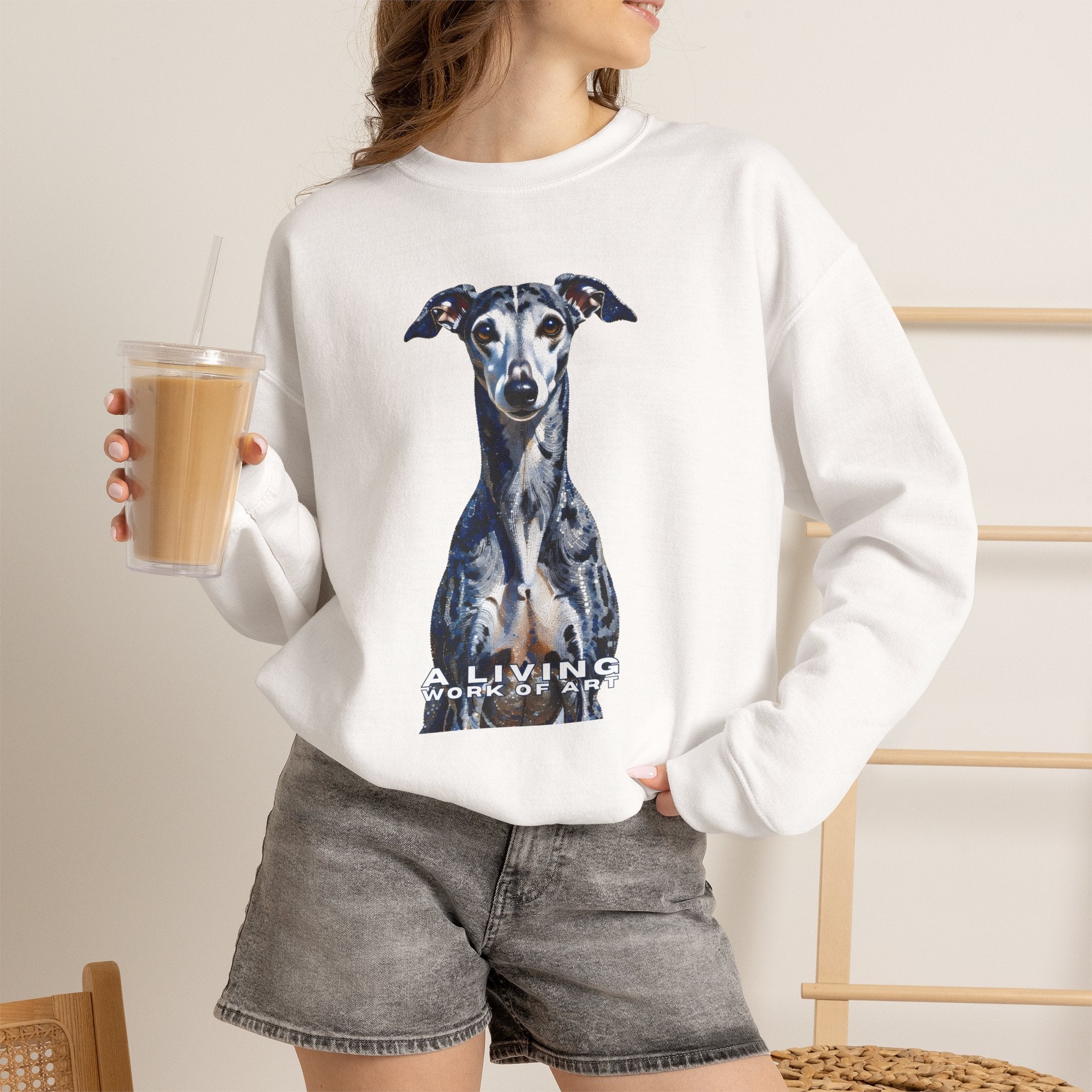 Whippet Sweatshirt | Living Work of Art Collection | Pointillism Style