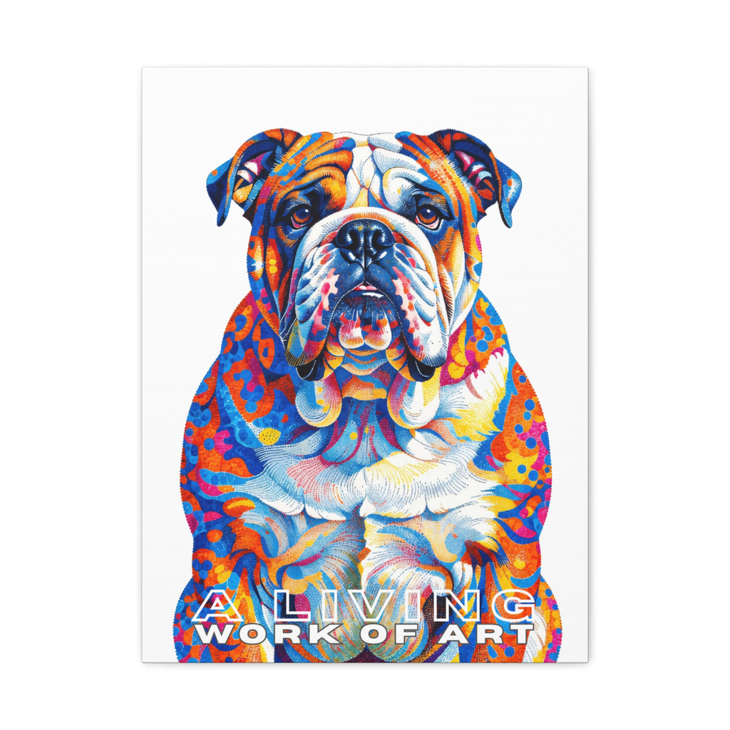 Bulldog Canvas Wall Art | Living Work of Art Collection | Pointillism Style Print