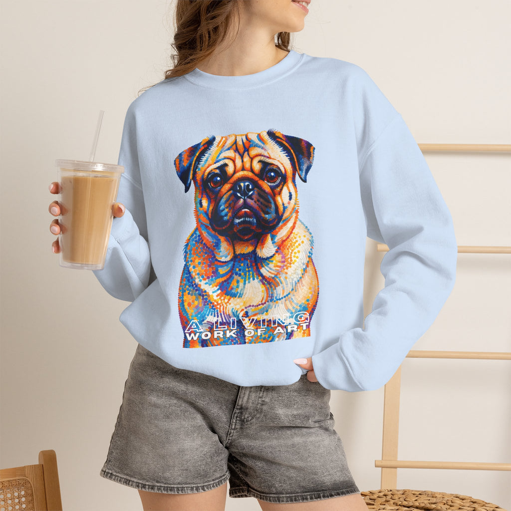 Pug Sweatshirt | Living Work of Art Collection | Pointillism Style