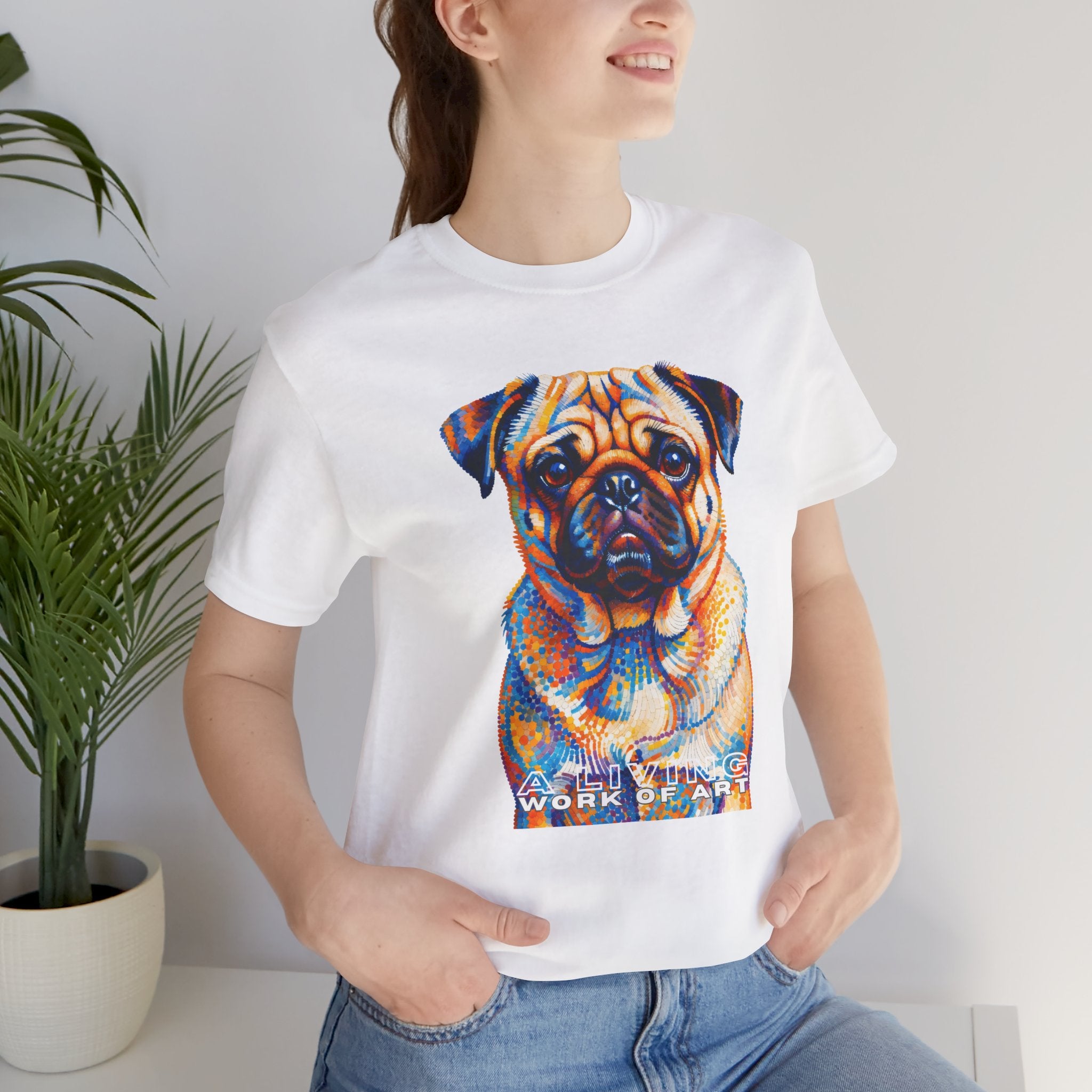 Pug T Shirt | Living Work of Art Collection | Pointillism Style