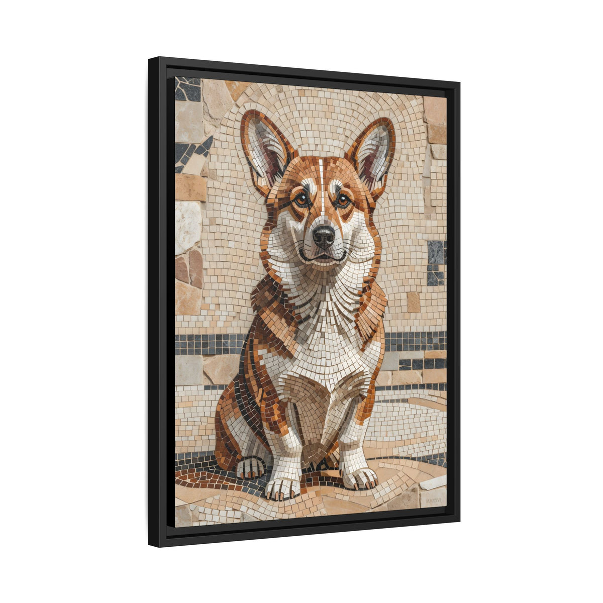 Corgi Canvas Wall Art - Mosaic Style Fine Art Print | Living Work of Art Collection