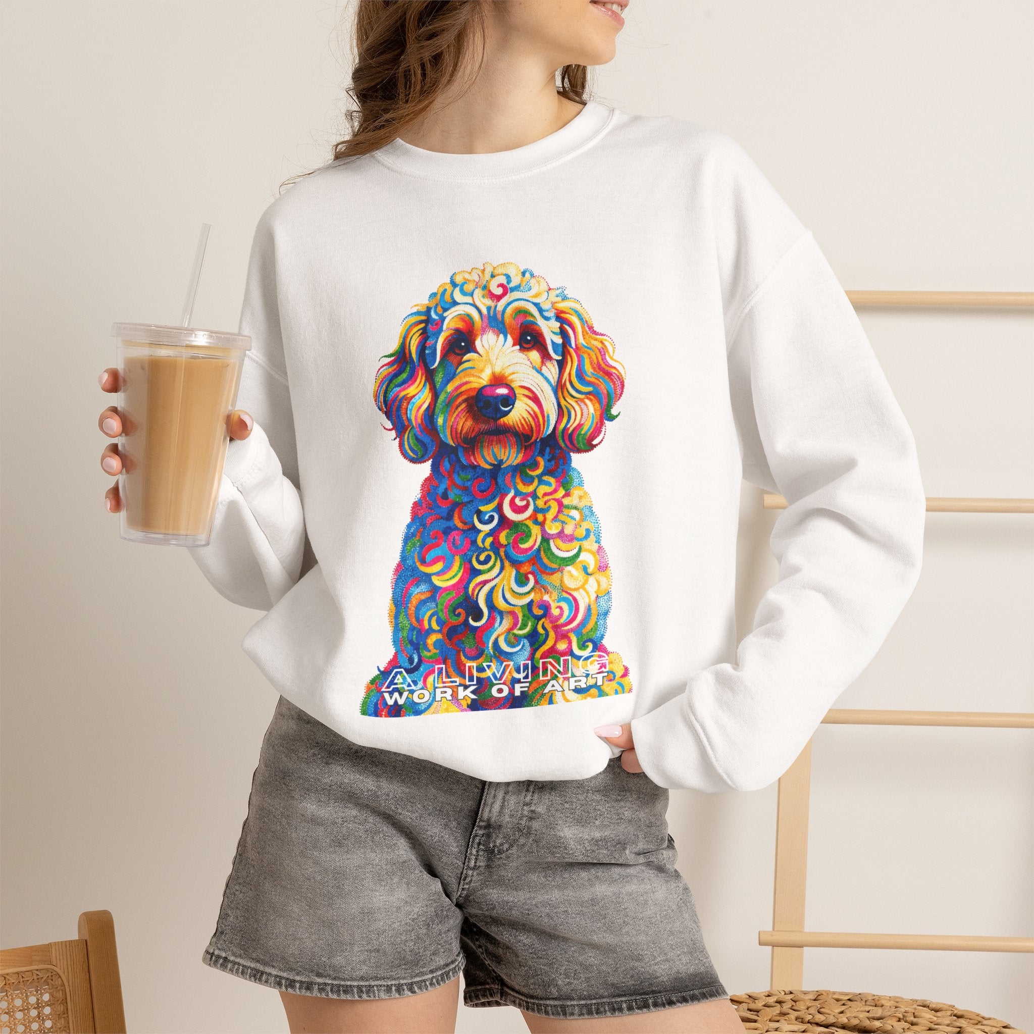 Goldendoodle Sweatshirt | Living Work of Art Collection | Pointillism Style
