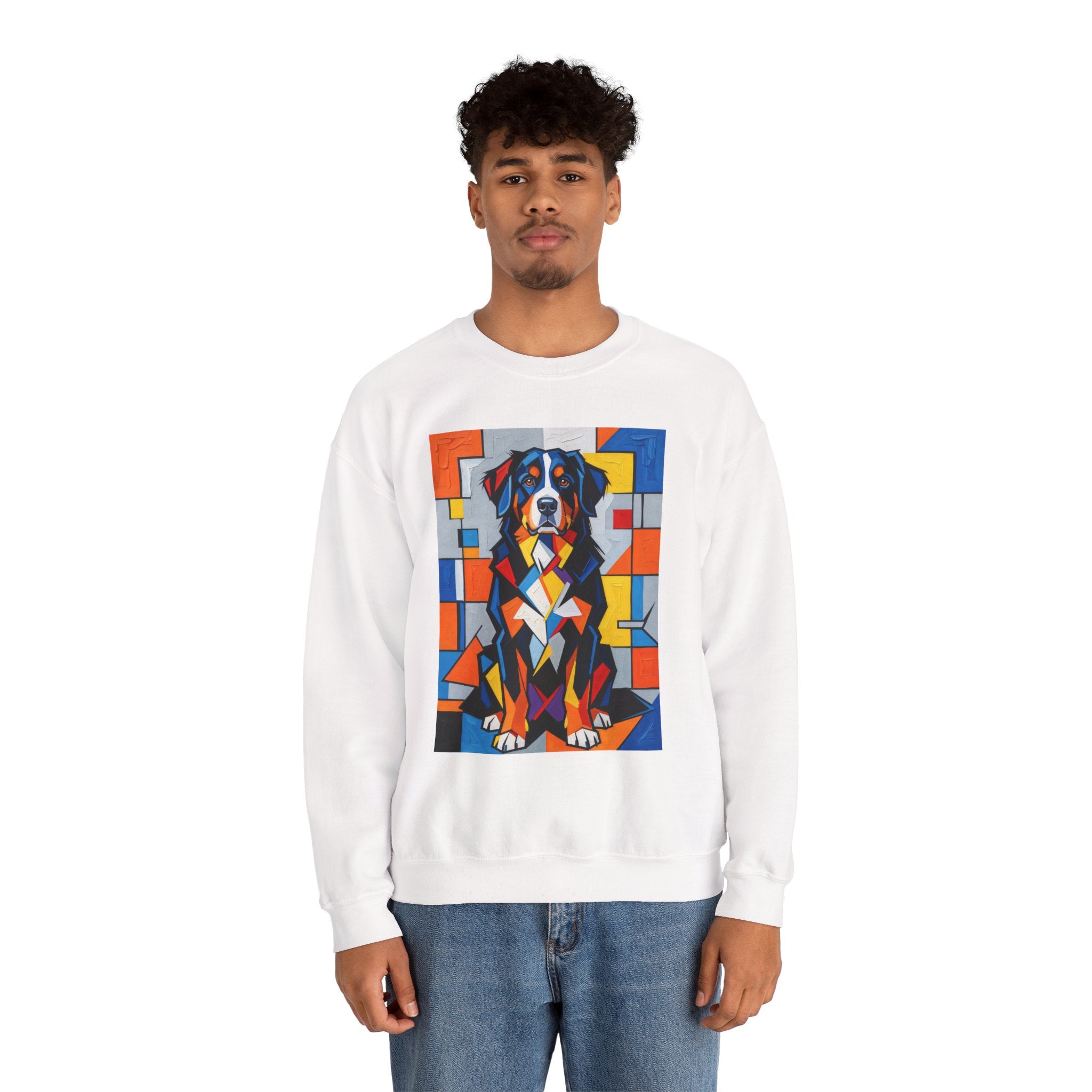 Bernese Mountain Dog Sweatshirt | Living Work of Art Collection | Cubist Style