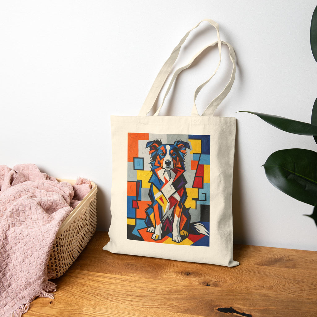 Border Collie Tote Bag | Living Work of Art Collection | Cubist Style