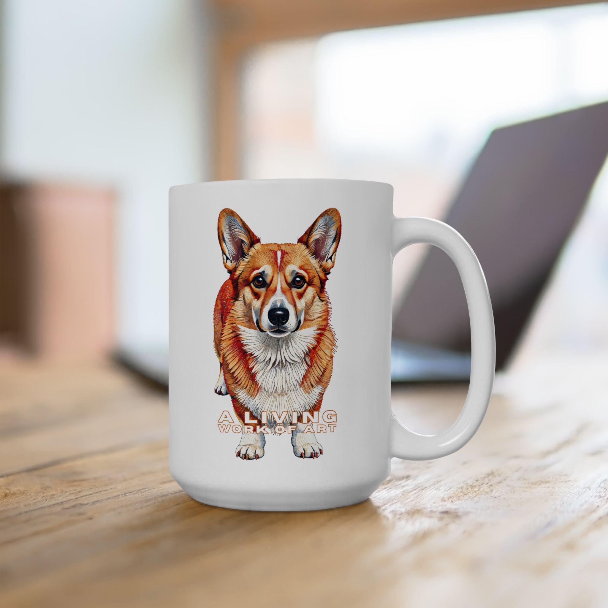 Corgi Coffee Mug | Living Work of Art Collection | Pointillism Style