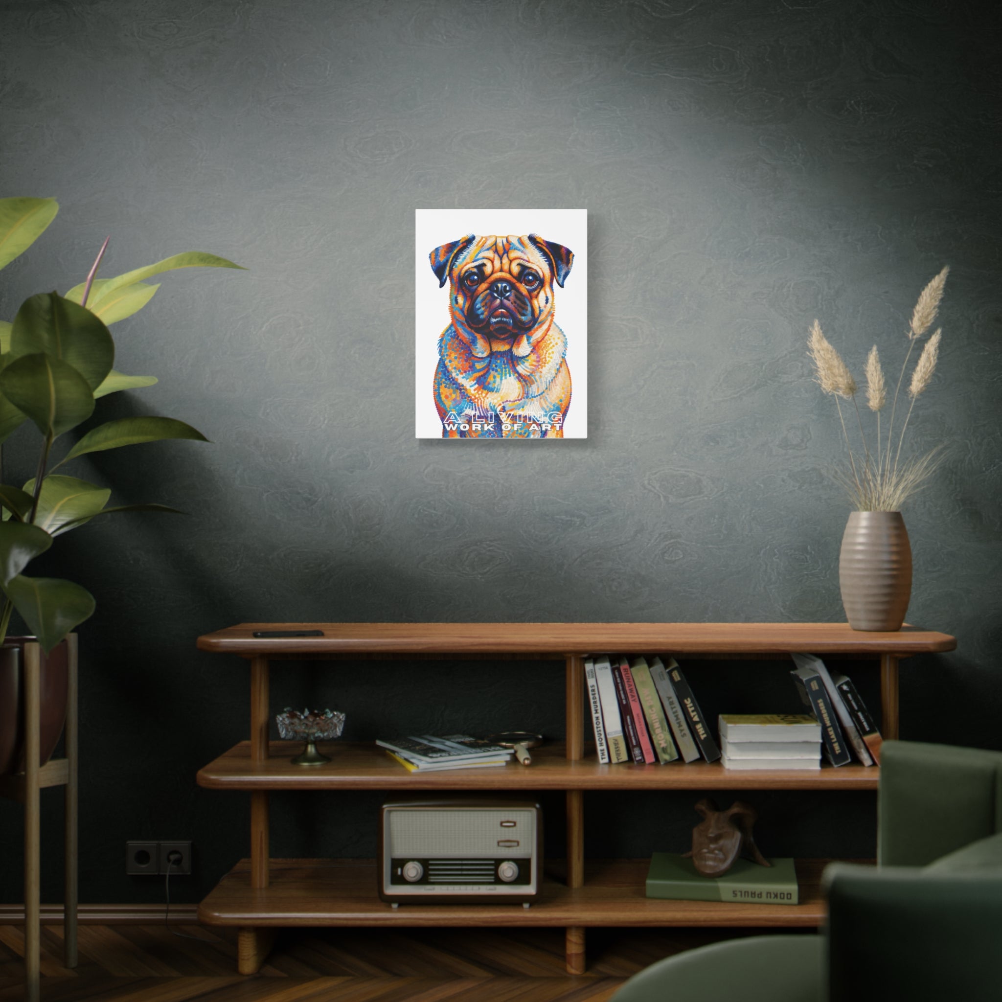 Pug Canvas Wall Art | Living Work of Art Collection | Pointillism Style Print