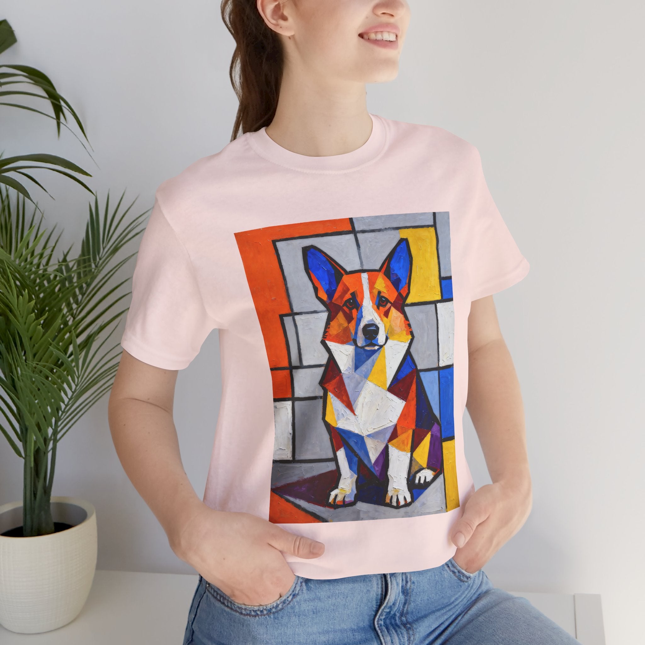 Corgi T Shirt | Living Work of Art Collection | Cubist Style
